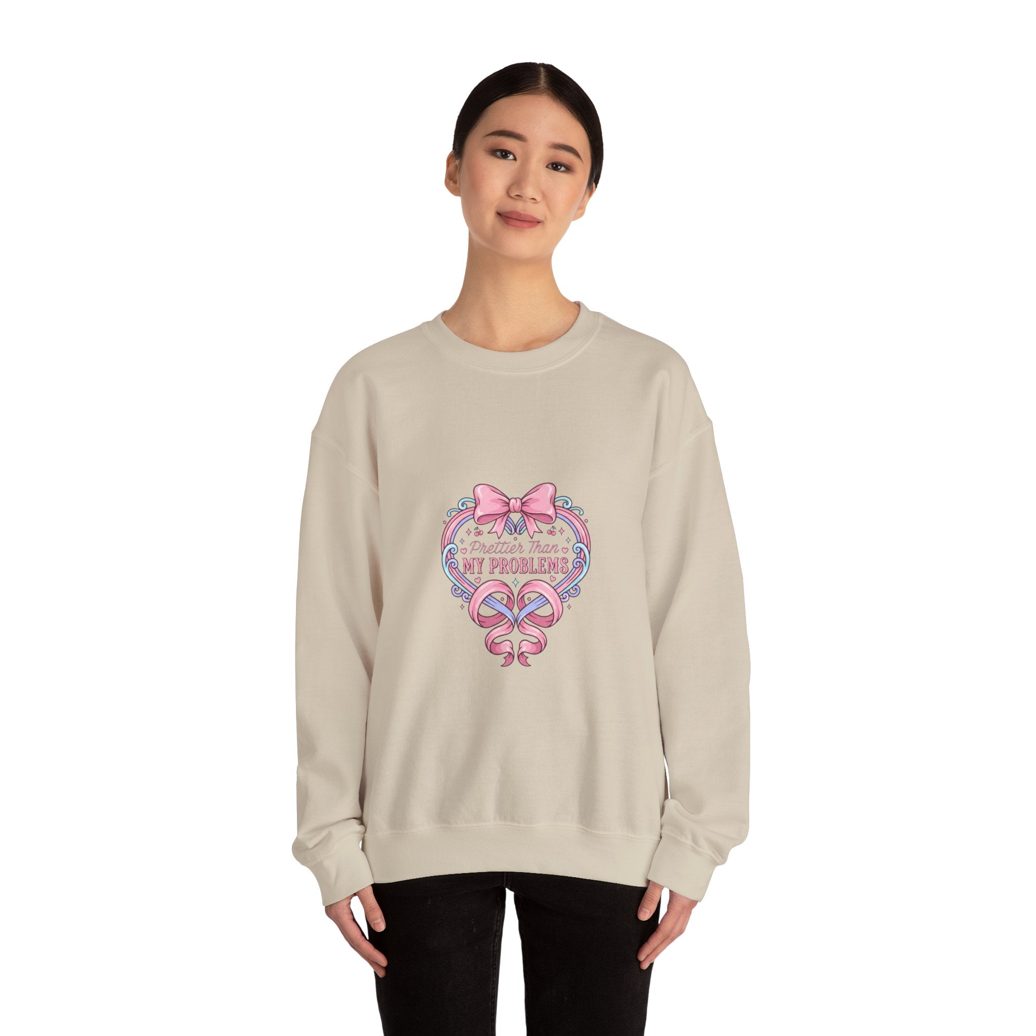 My Problems Heart Ribbon Sweatshirt | Coquette Ribbon Art, Pastel Humor