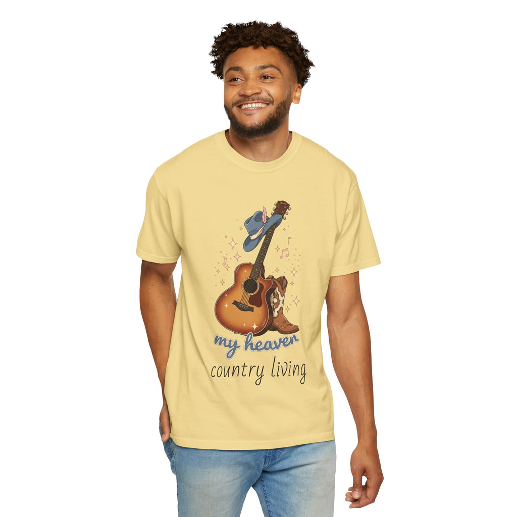 Country Music Guitar T-Shirt — "Country Is My Heaven" Graphic Tee
