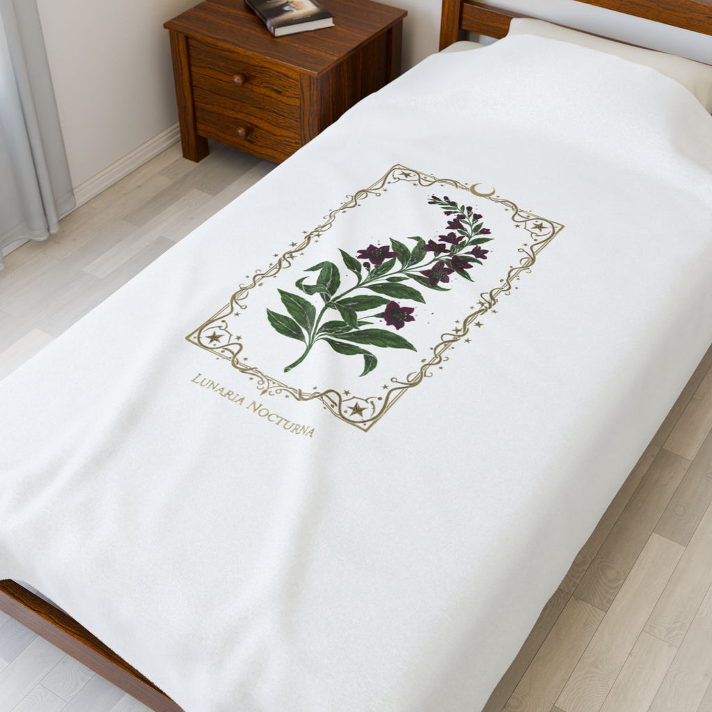 Nightshade Botanical Velvet Blanket | dark botanical, gothic floral
