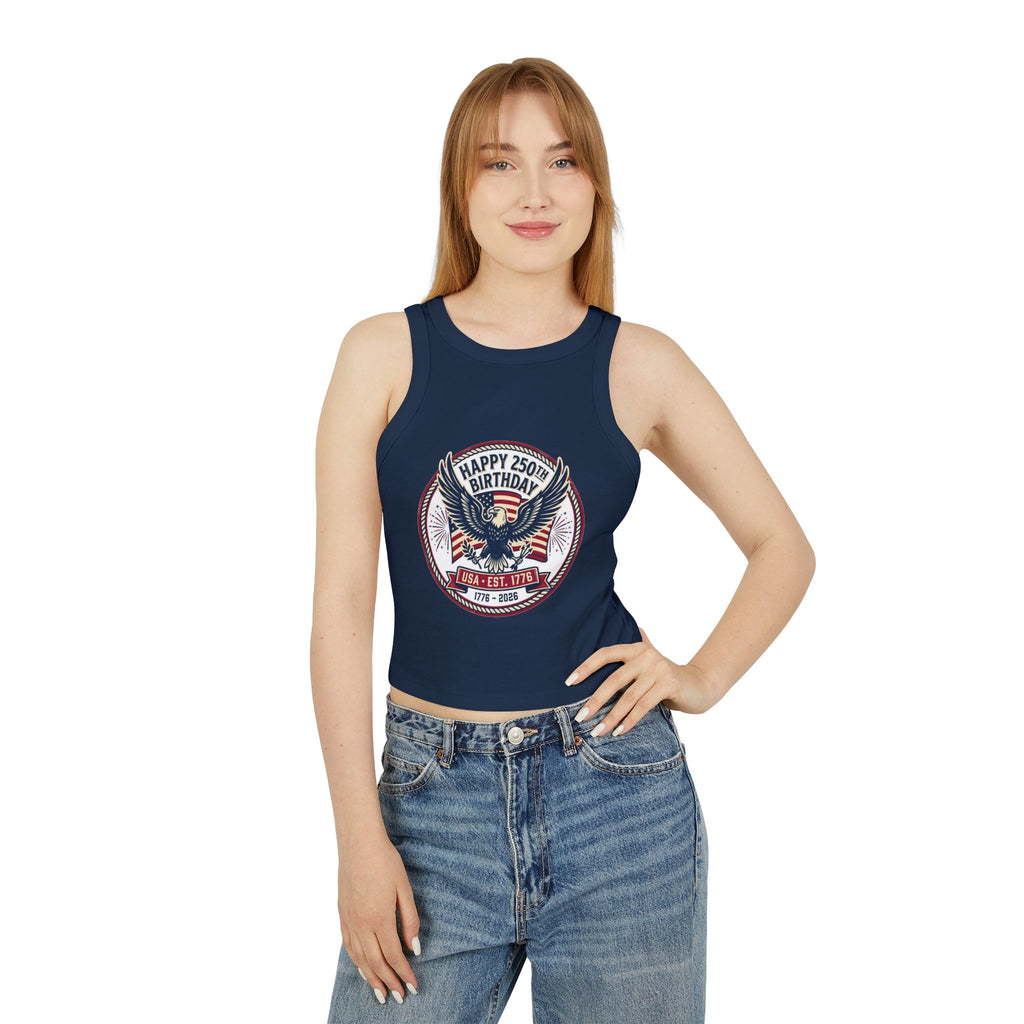 Happy 250th Birthday USA Eagle & Flag Racer Tank Top