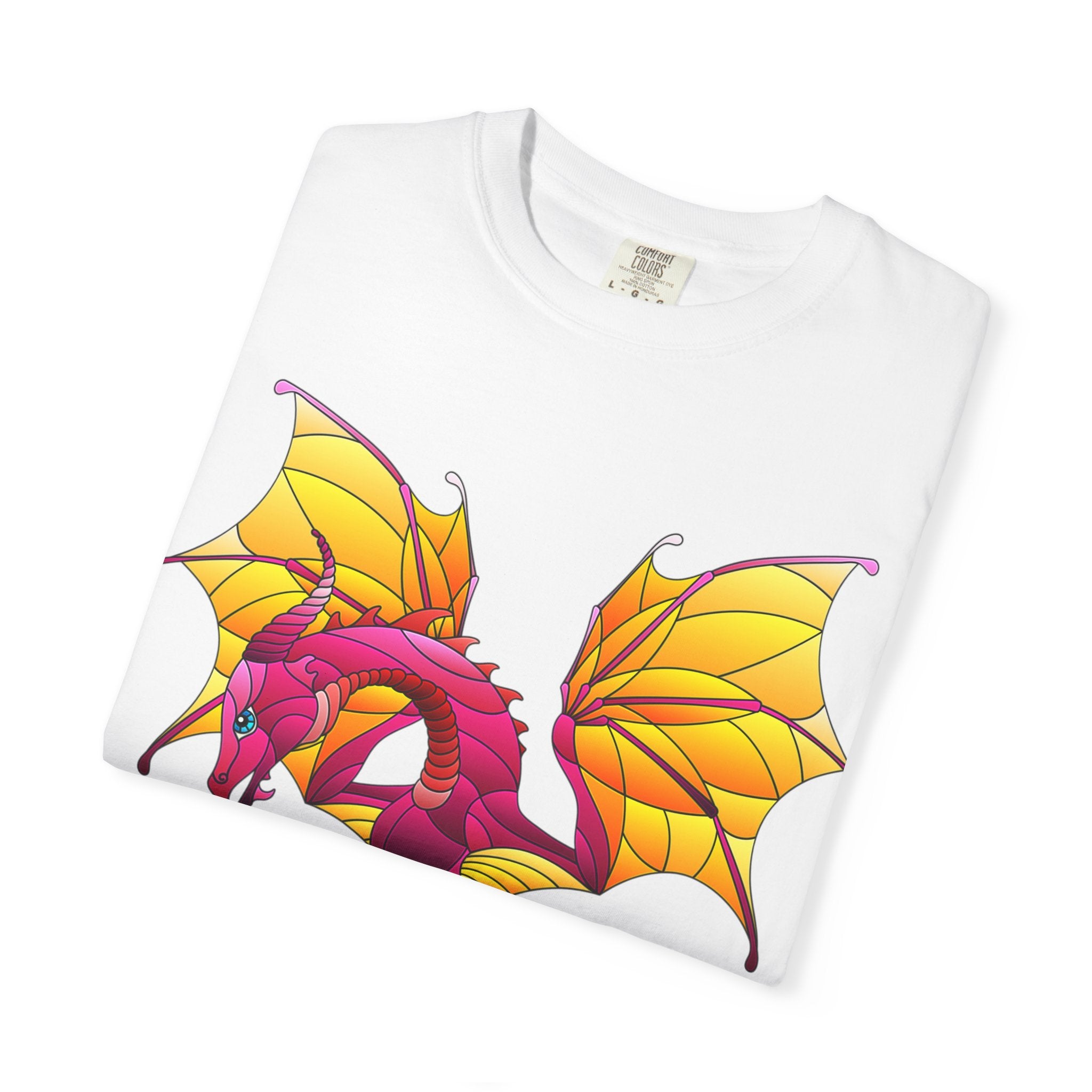 Dragon Graphic T-Shirt — Vibrant Pink & Gold Fantasy Tee