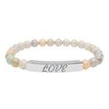 Engraved 'LOVE' Natural Stone Stretch Bar Bracelet