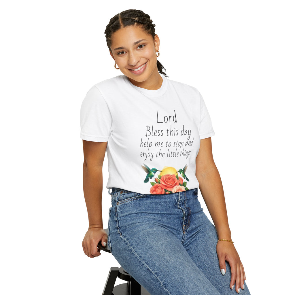 Christian Floral T‑Shirt — “Lord Bless This Day” Inspirational Prayer Tee