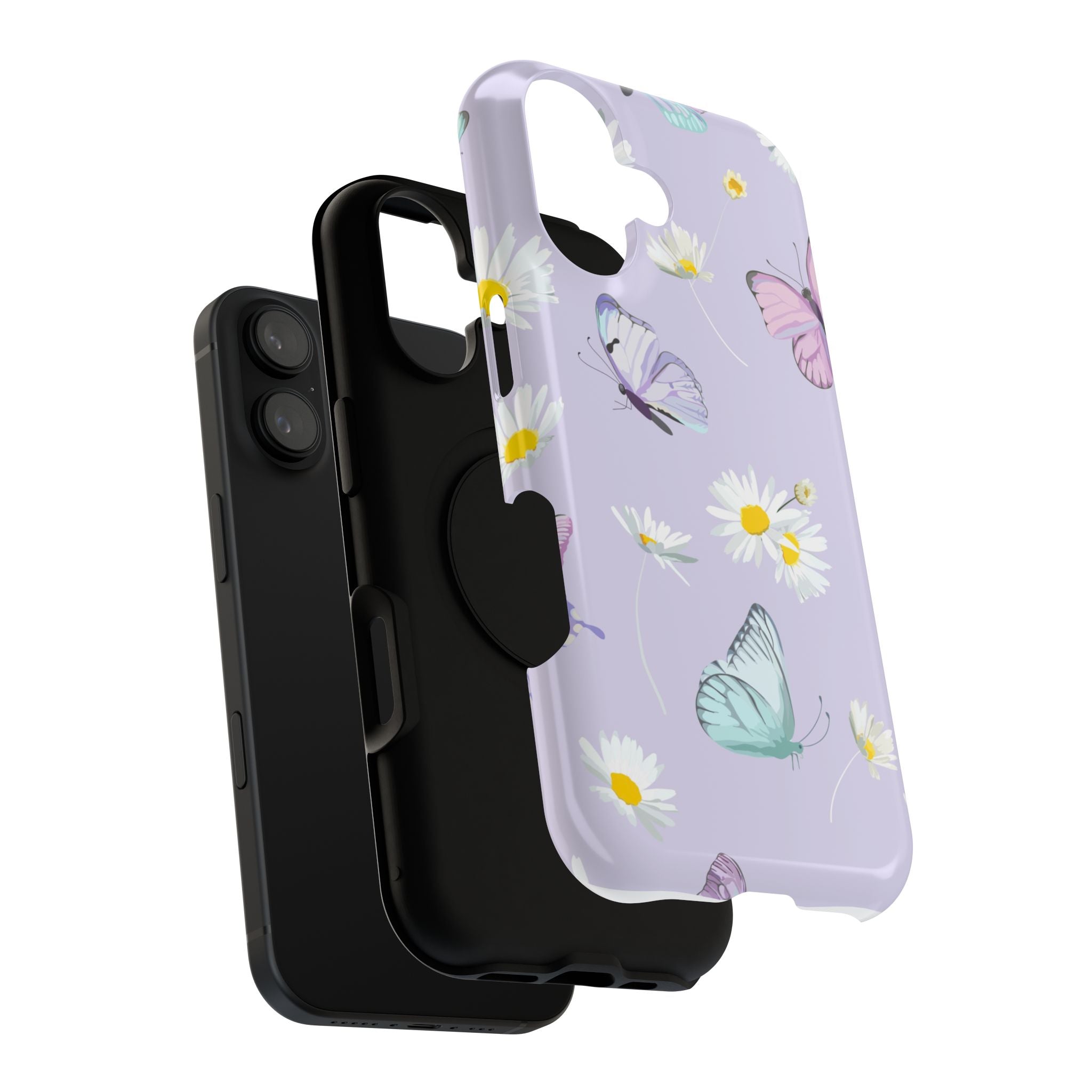 iPhone 17 Butterfly Daisy Impact Phone Case — Pastel Floral Protective Cover