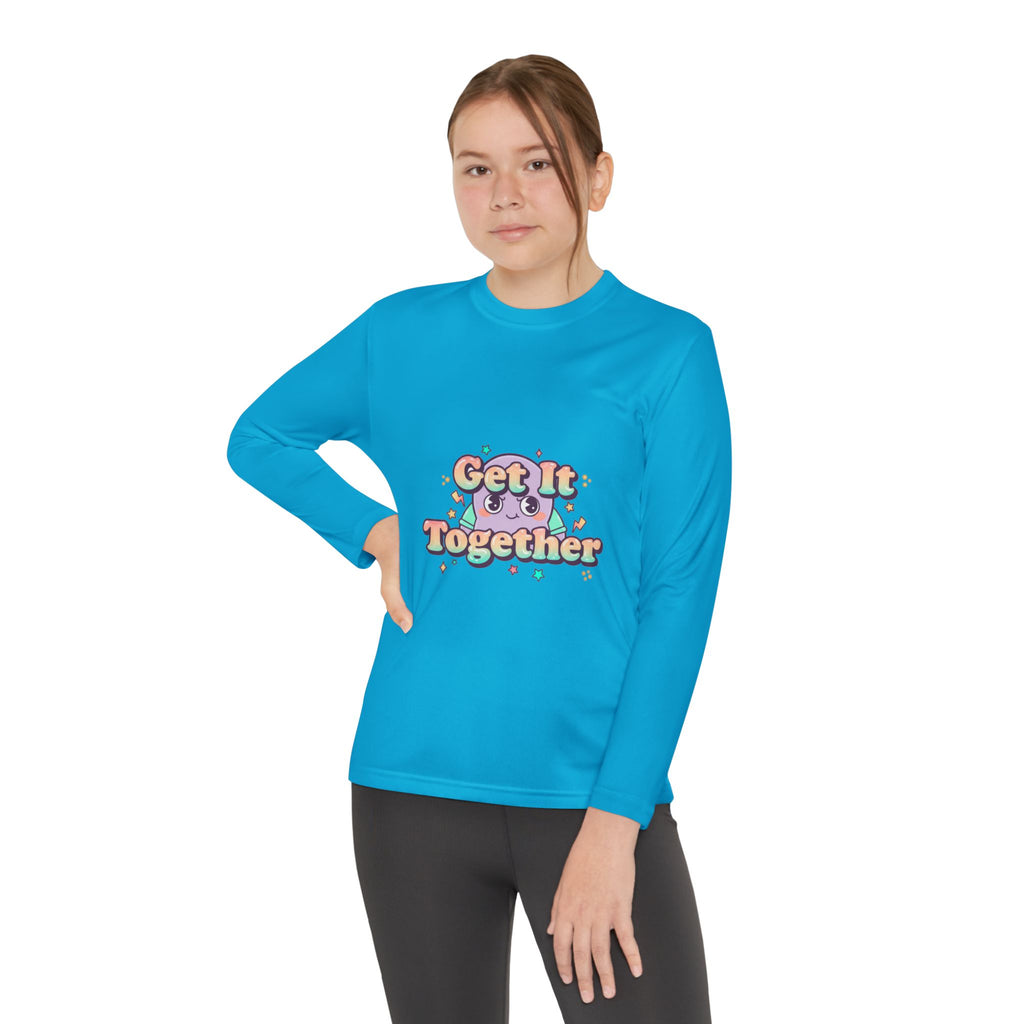 Get It Together Youth Long Sleeve Tee — Colorful Retro Motivation Shirt