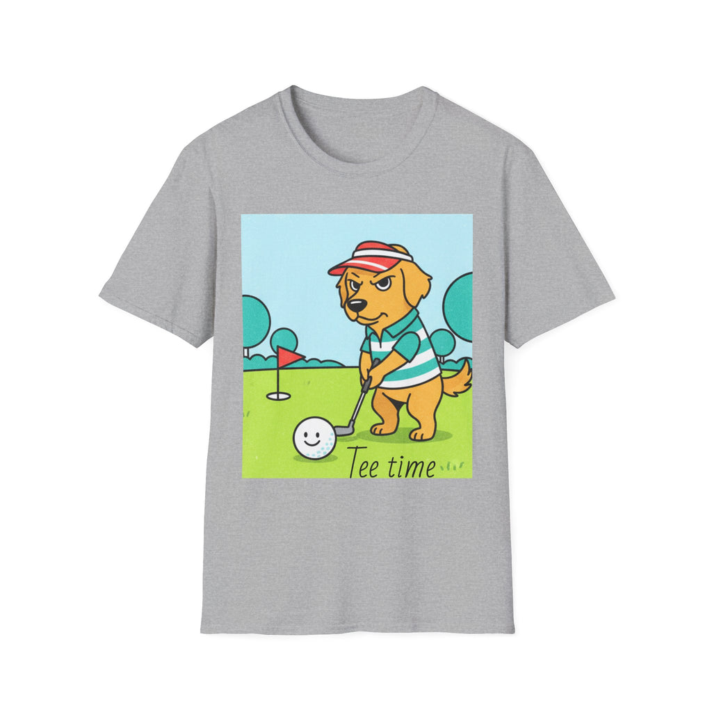 Golf Dog T-Shirt — Cute Golden Retriever Playing Golf ("Pine Time")