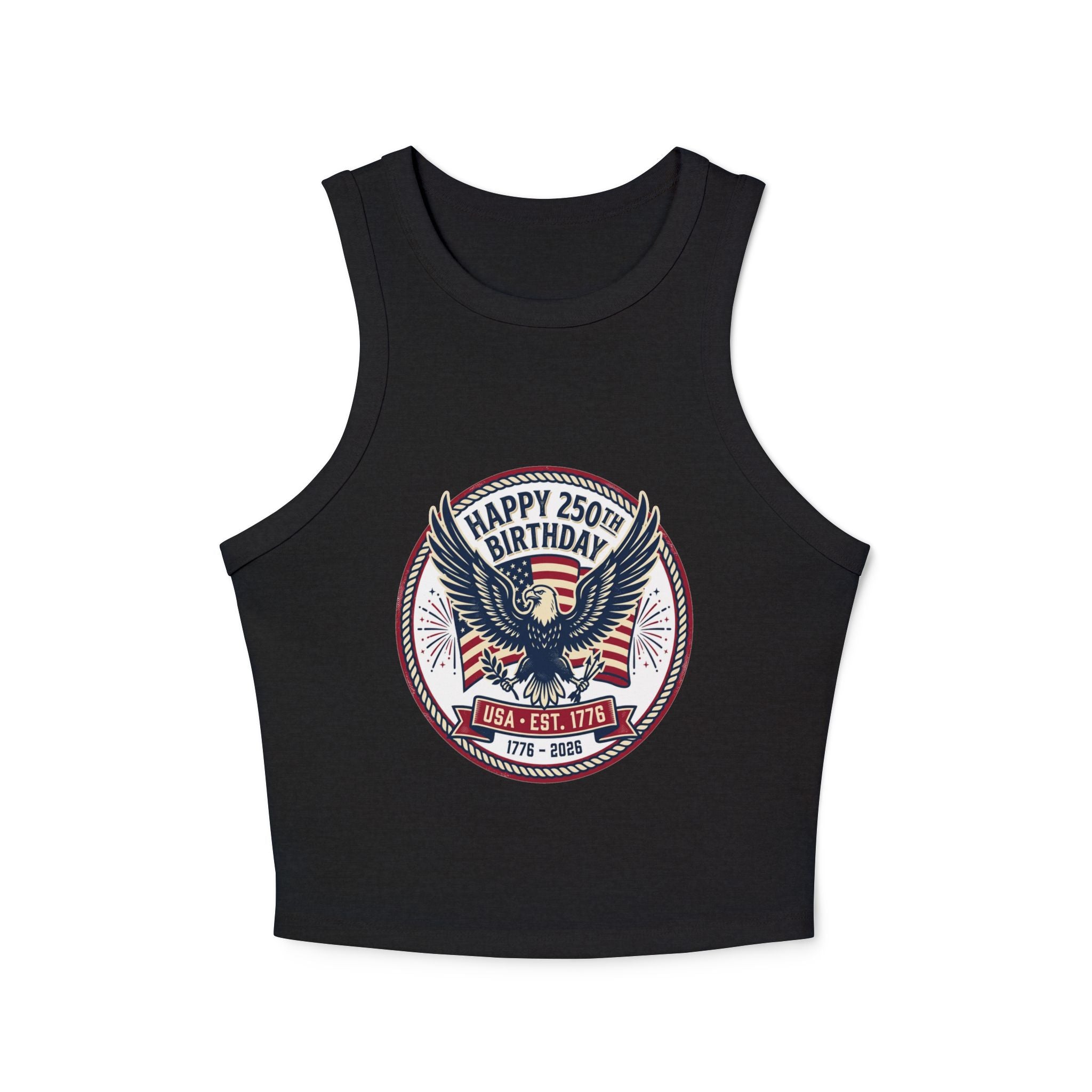 Happy 250th Birthday USA Eagle & Flag Racer Tank Top
