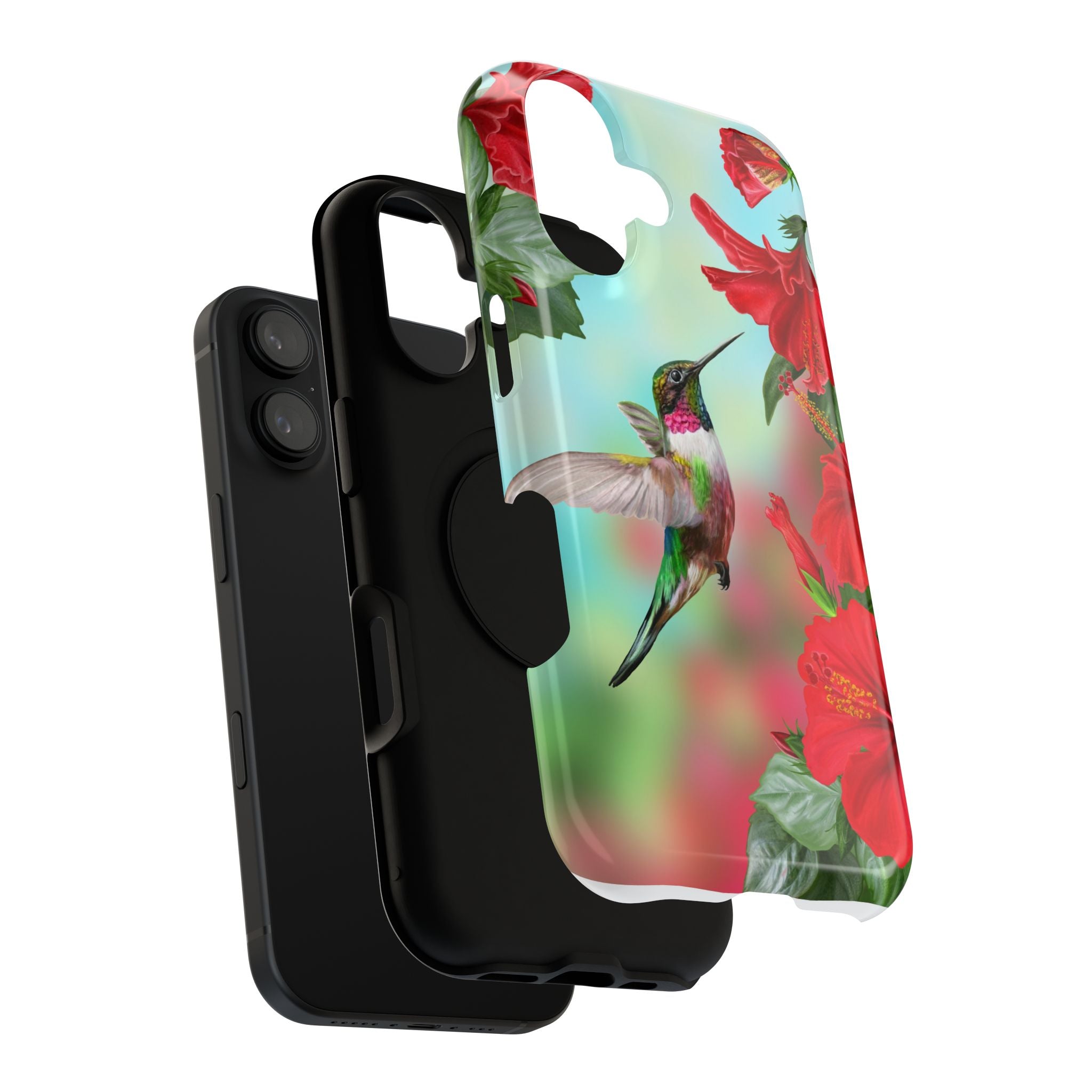 iPhone 17 Hummingbird & Hibiscus Impact-Resistant Phone Case