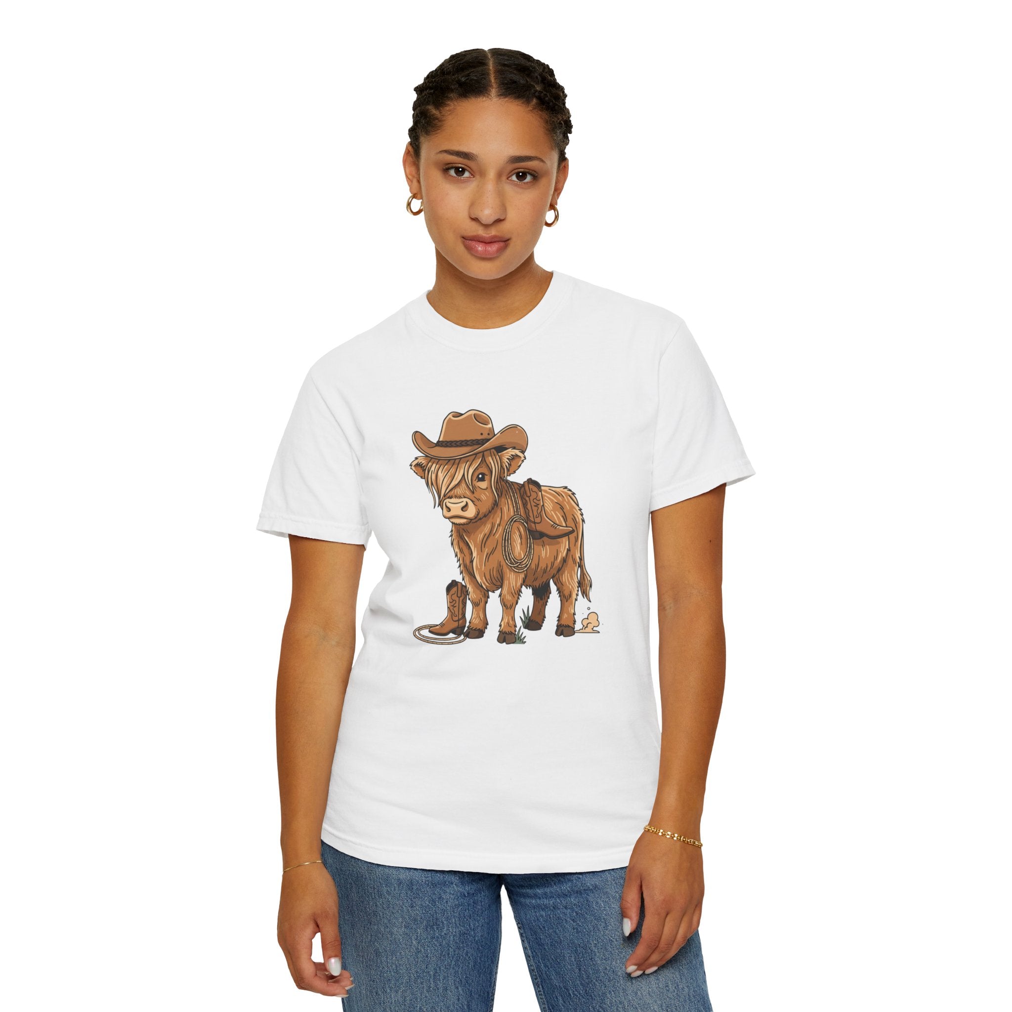 Cowboy Highland Cow T-Shirt — Cute Rodeo Cattle Graphic Tee