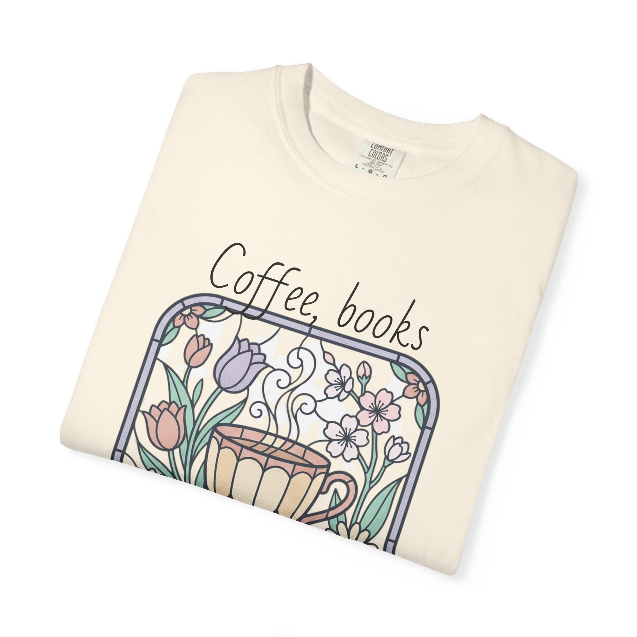 Coffee & Books Morning T-Shirt — Pastel Quiet Mornings Tee