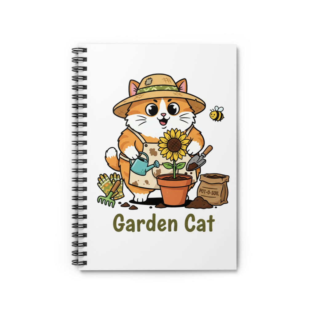 Garden Cat Spiral Notebook — Cute Gardening Cat Journal (Ruled)