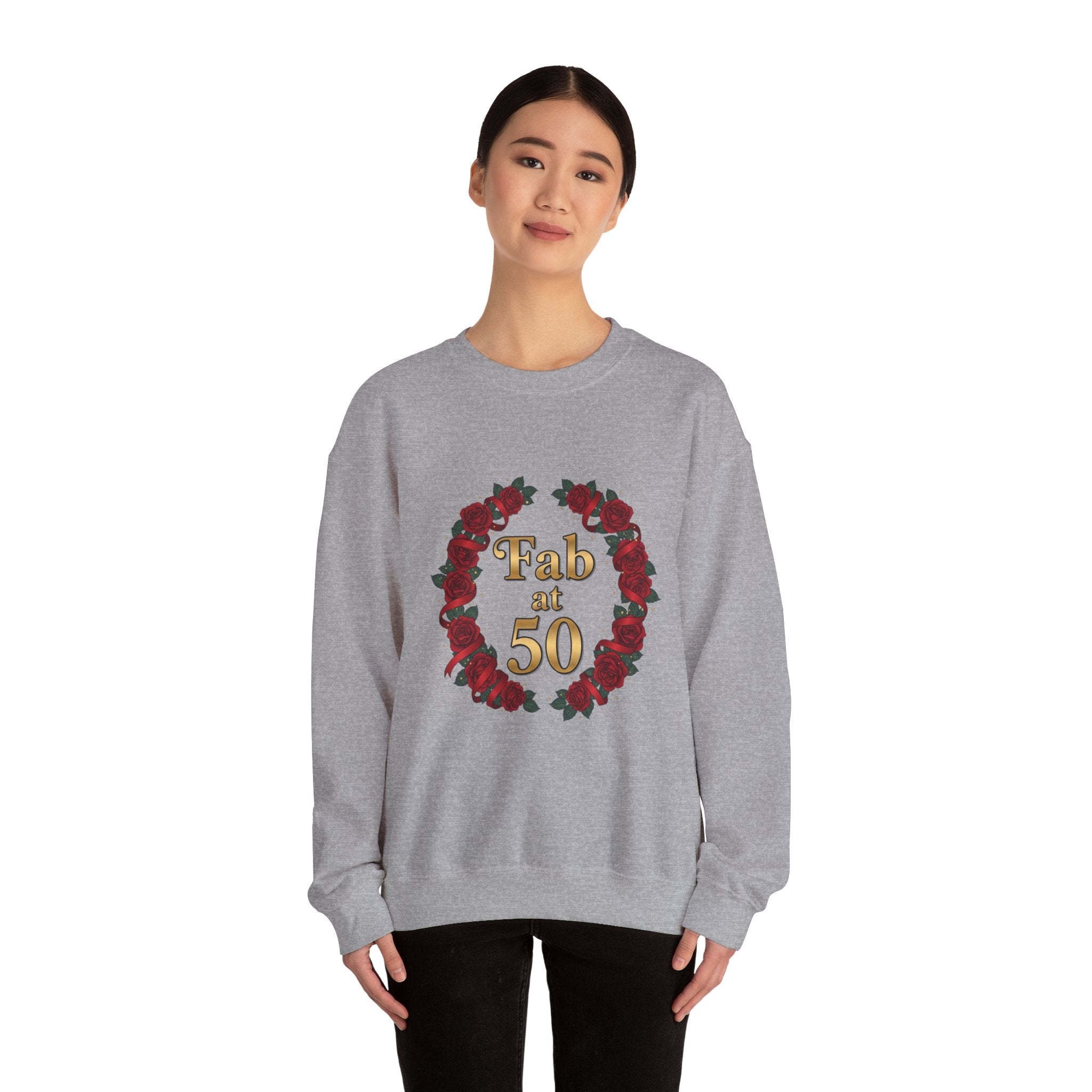 Fab at 50 Rose Wreath Crewneck Sweatshirt