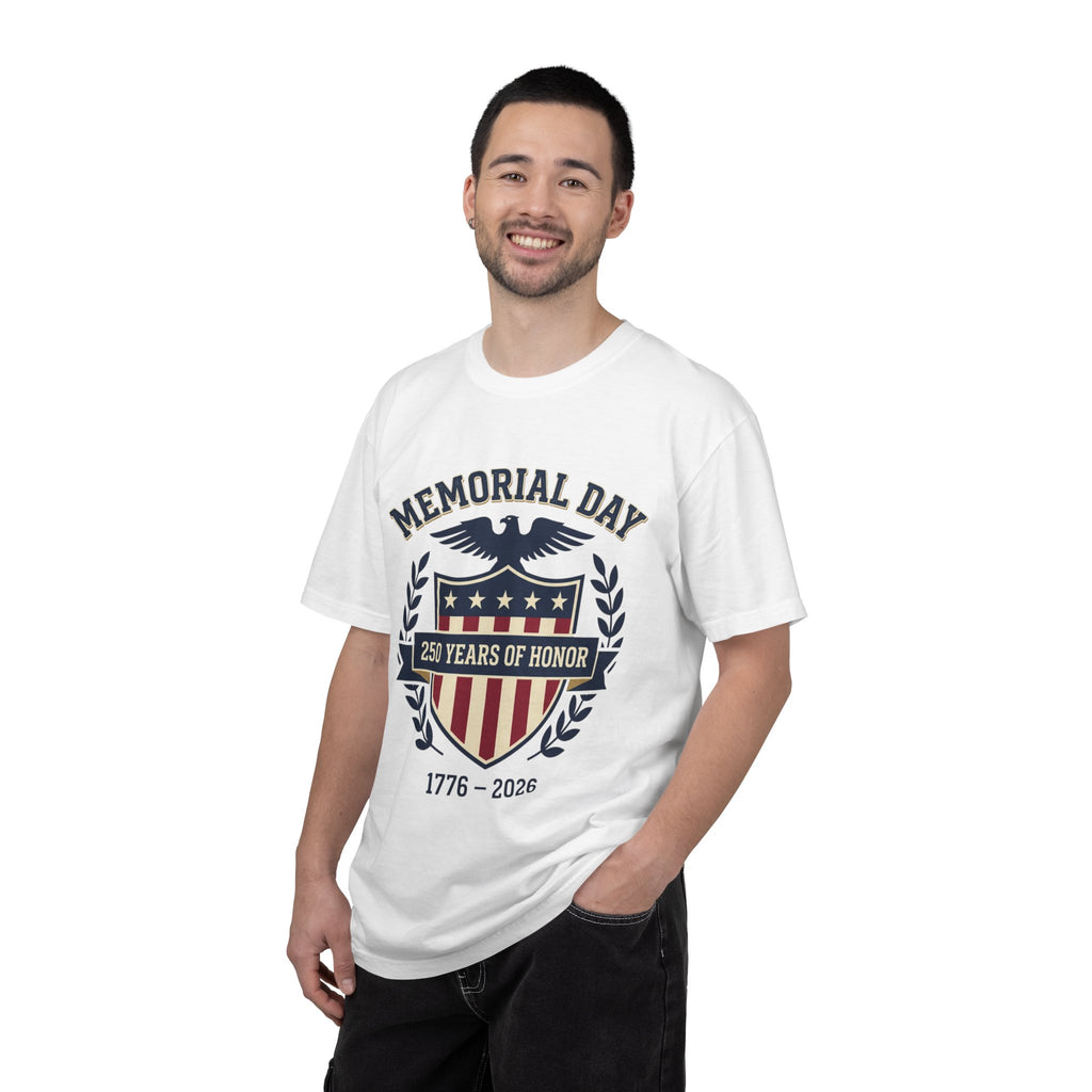 Memorial Day Shield T-Shirt — "250 Years of Honor 1776–2026" Patriotic Tee