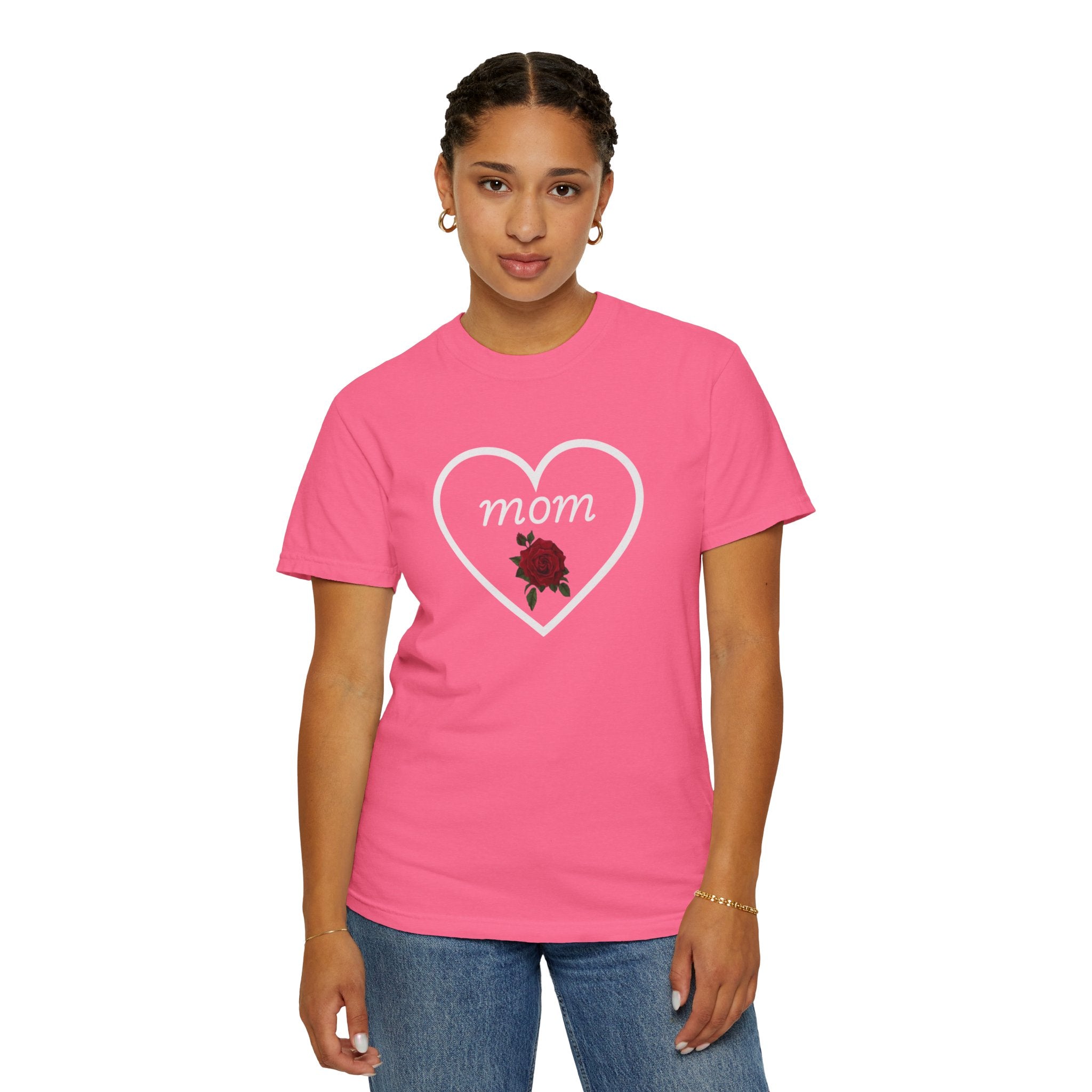 Rose Heart T‑Shirt — Mom Floral Graphic Tee