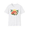 Floral Sunrise T-Shirt — Hummingbirds & Roses Graphic Tee