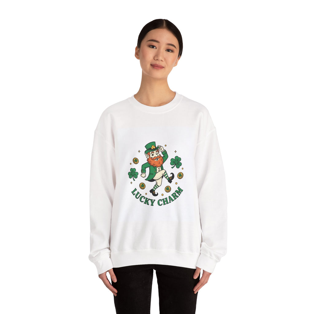 Lucky Charm Crewneck Sweatshirt — Retro Leprechaun St. Patrick's Day Pullover