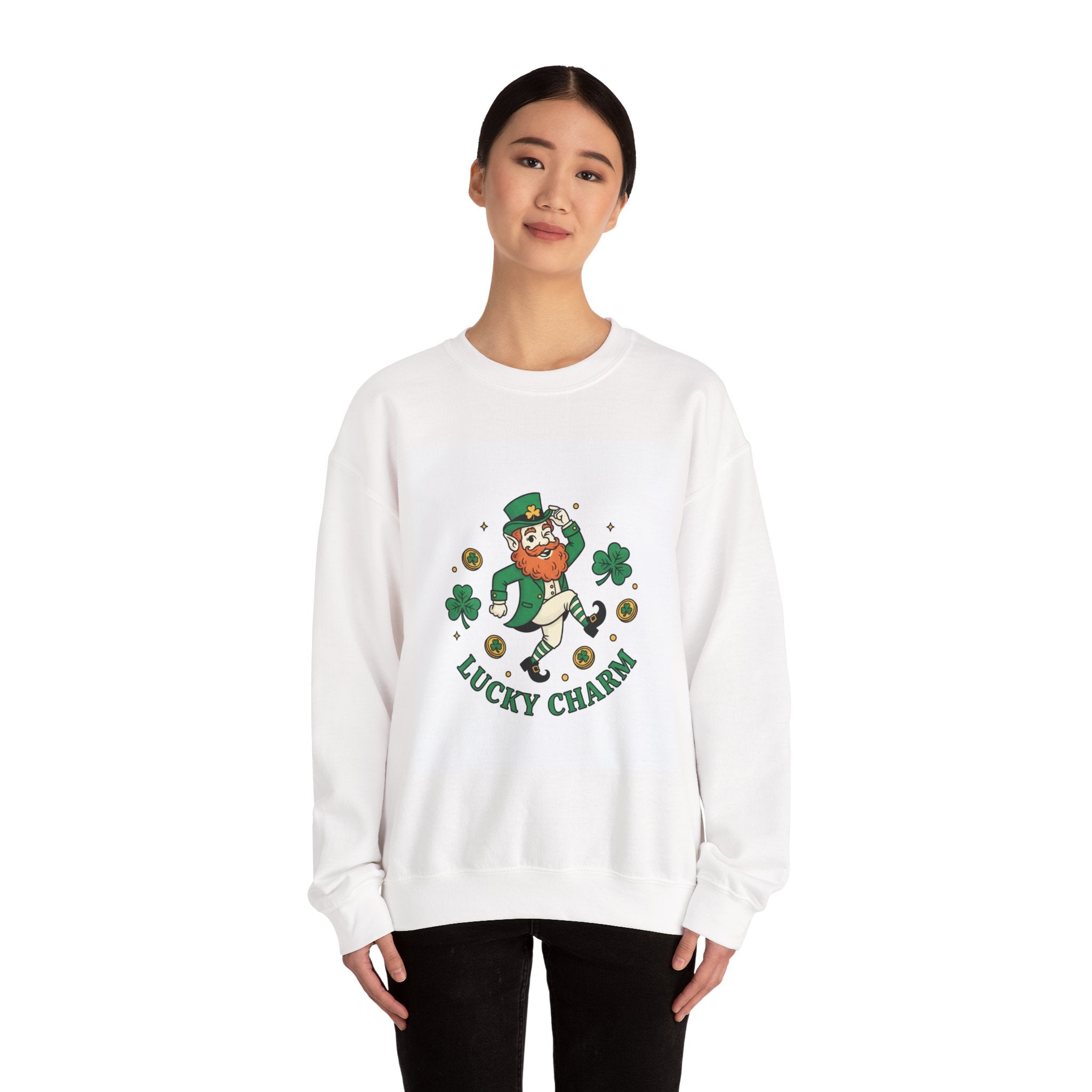 Lucky Charm Crewneck Sweatshirt — Retro Leprechaun St. Patrick's Day Pullover