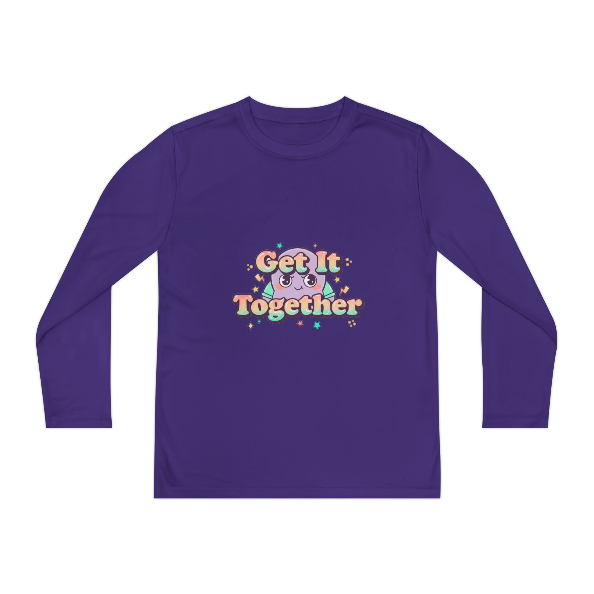 Get It Together Youth Long Sleeve Tee — Colorful Retro Motivation Shirt