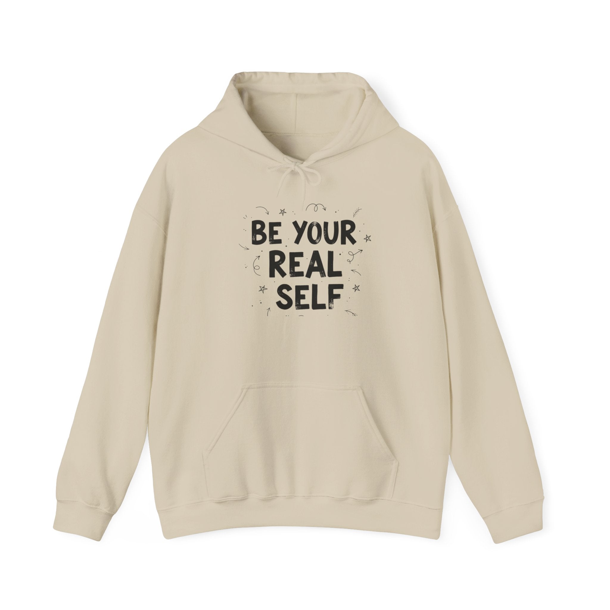 Be Your Real Self Hoodie | handwritten marker art, doodle scribble design