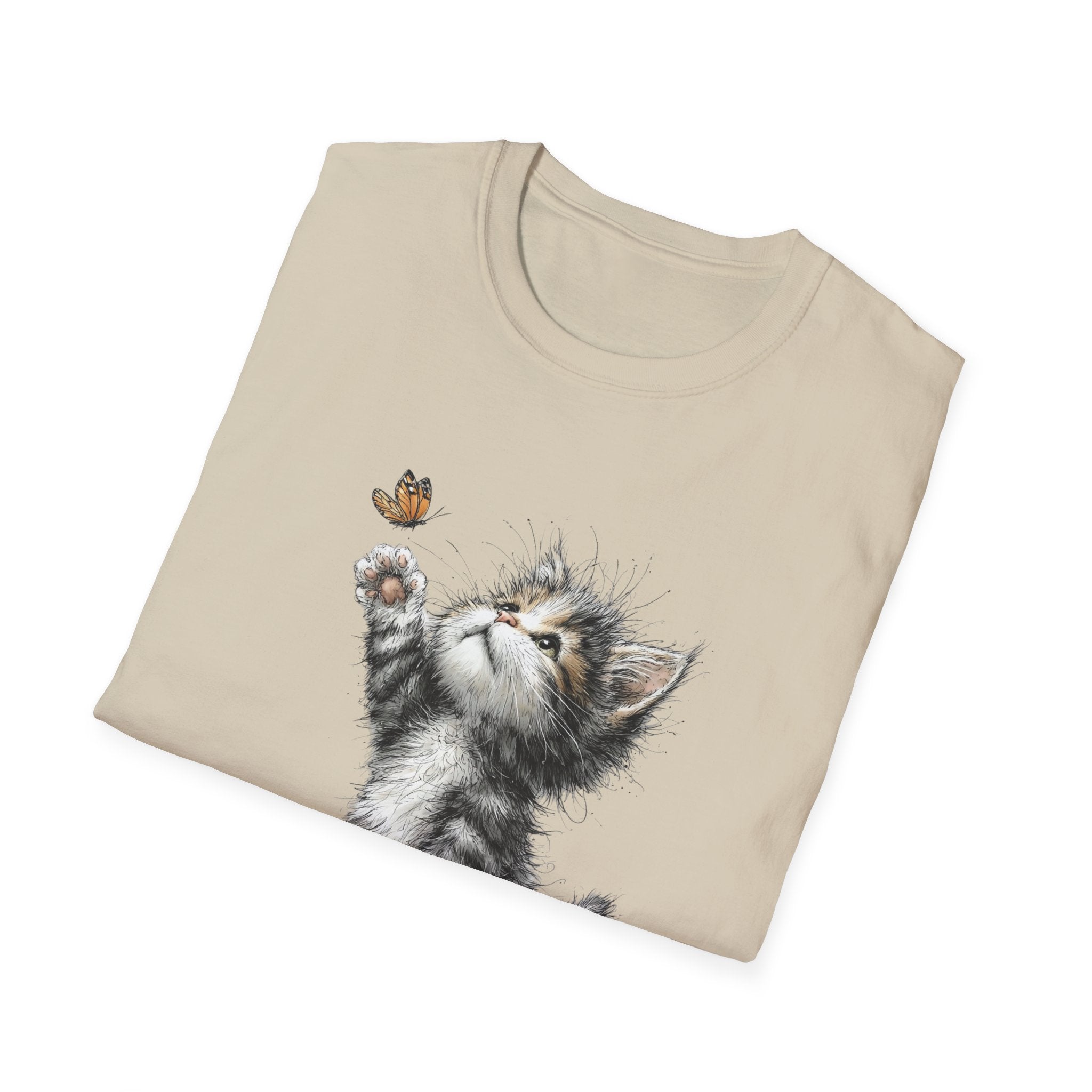 Cute Kitten & Butterfly T-Shirt — Adorable Cat Graphic Tee for Cat Lovers