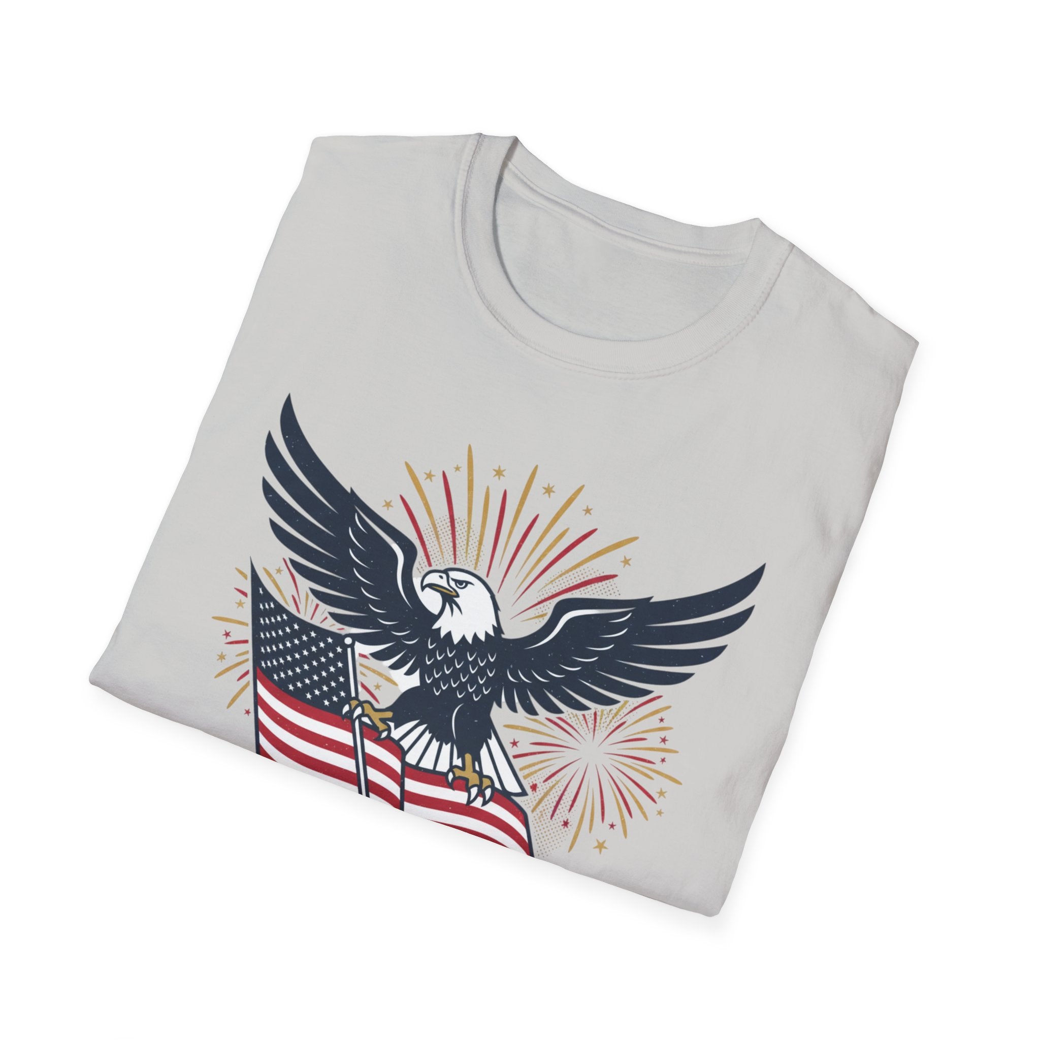 Patriotic Eagle T-Shirt — American Flag & Fireworks Graphic