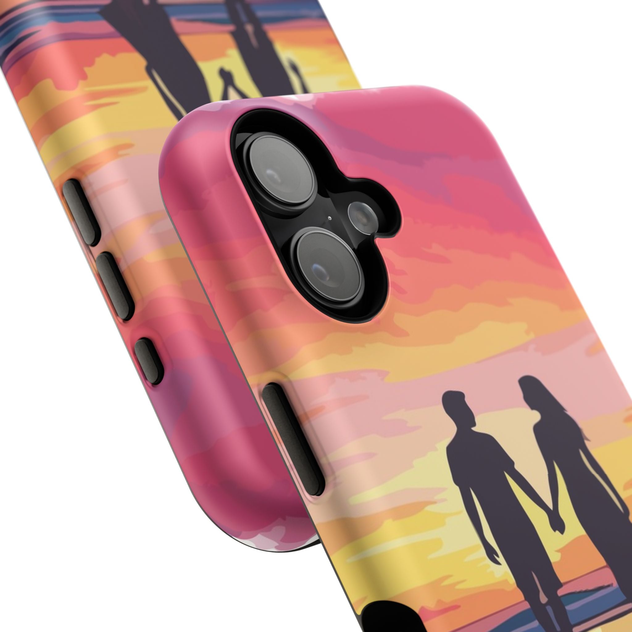 iPhone 17 Romantic Sunset Couple Phone Case — Impact-Resistant Protective Cover