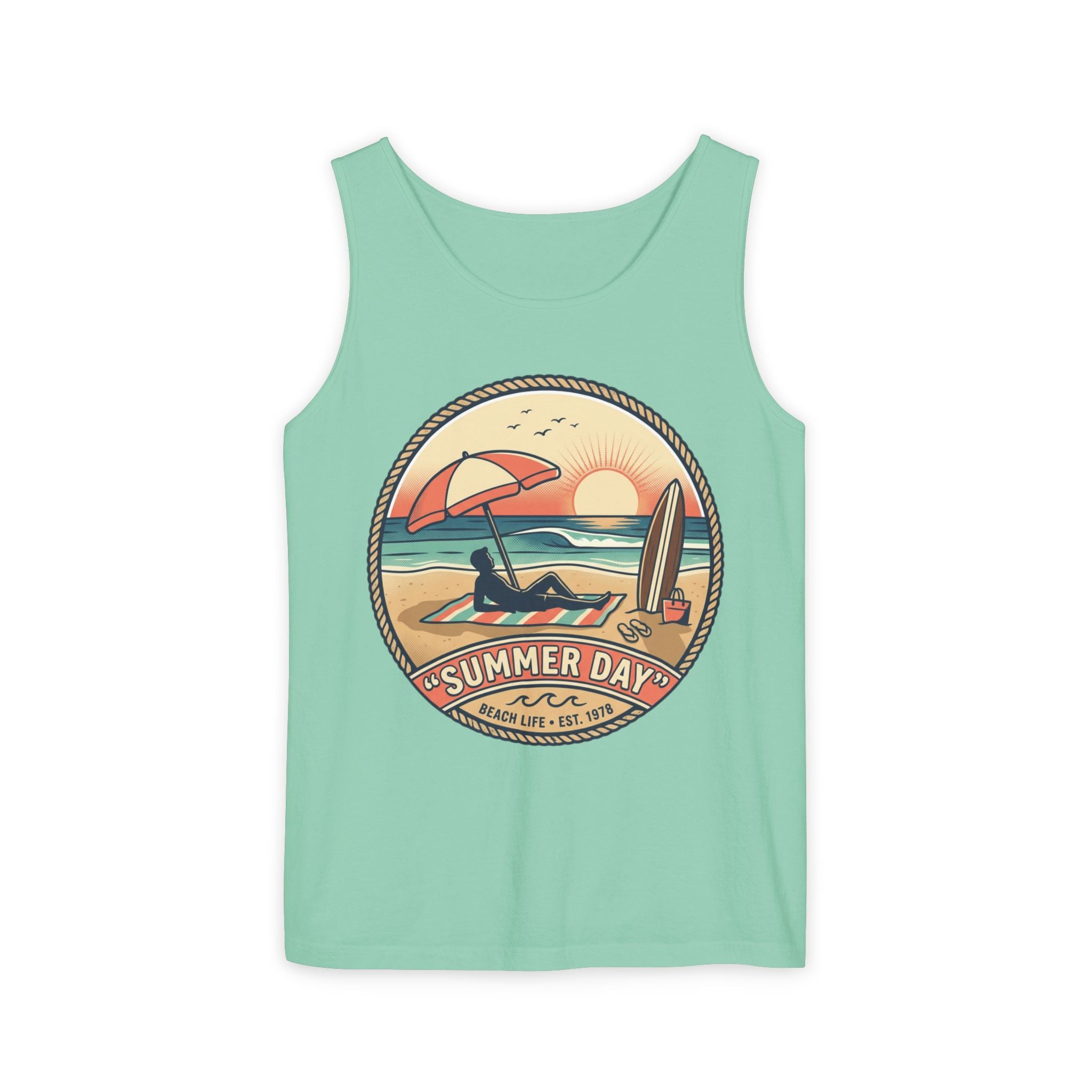 Summer Day Beach Tank Top — Retro Surf Paradise Design
