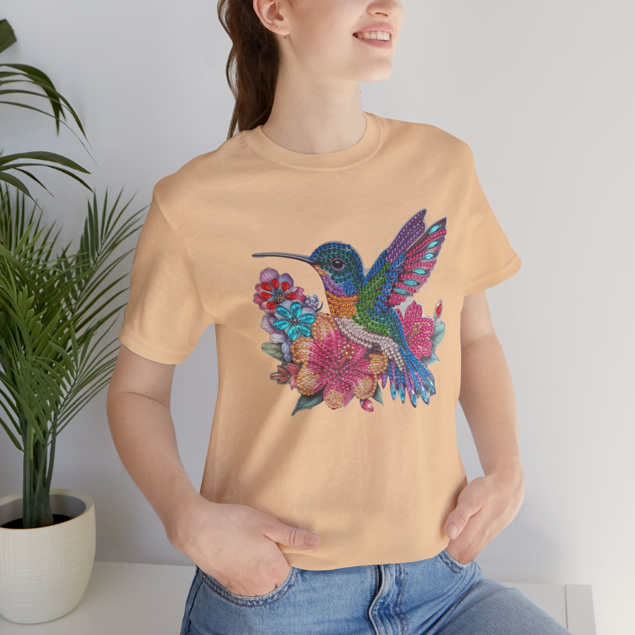 Hummingbird Floral Tee — Colorful -Style Bird Graphic T-Shirt