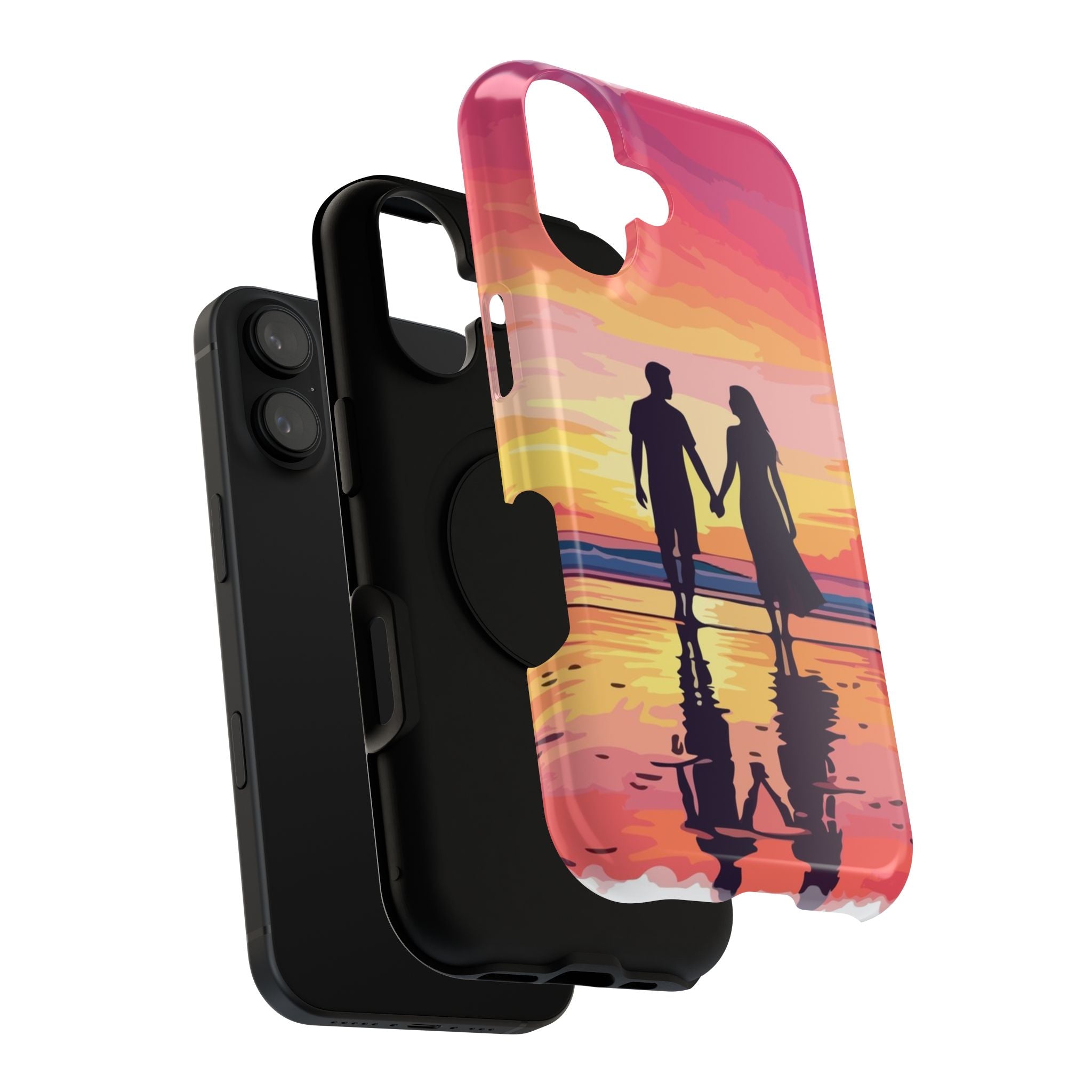 iPhone 17 Romantic Sunset Couple Phone Case — Impact-Resistant Protective Cover
