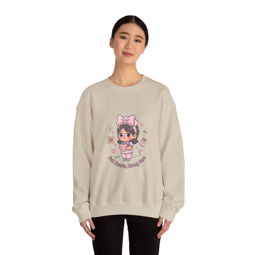 Cute Nurse Graphic Sweatshirt | pastel coquette medical, kawaii nurse merch