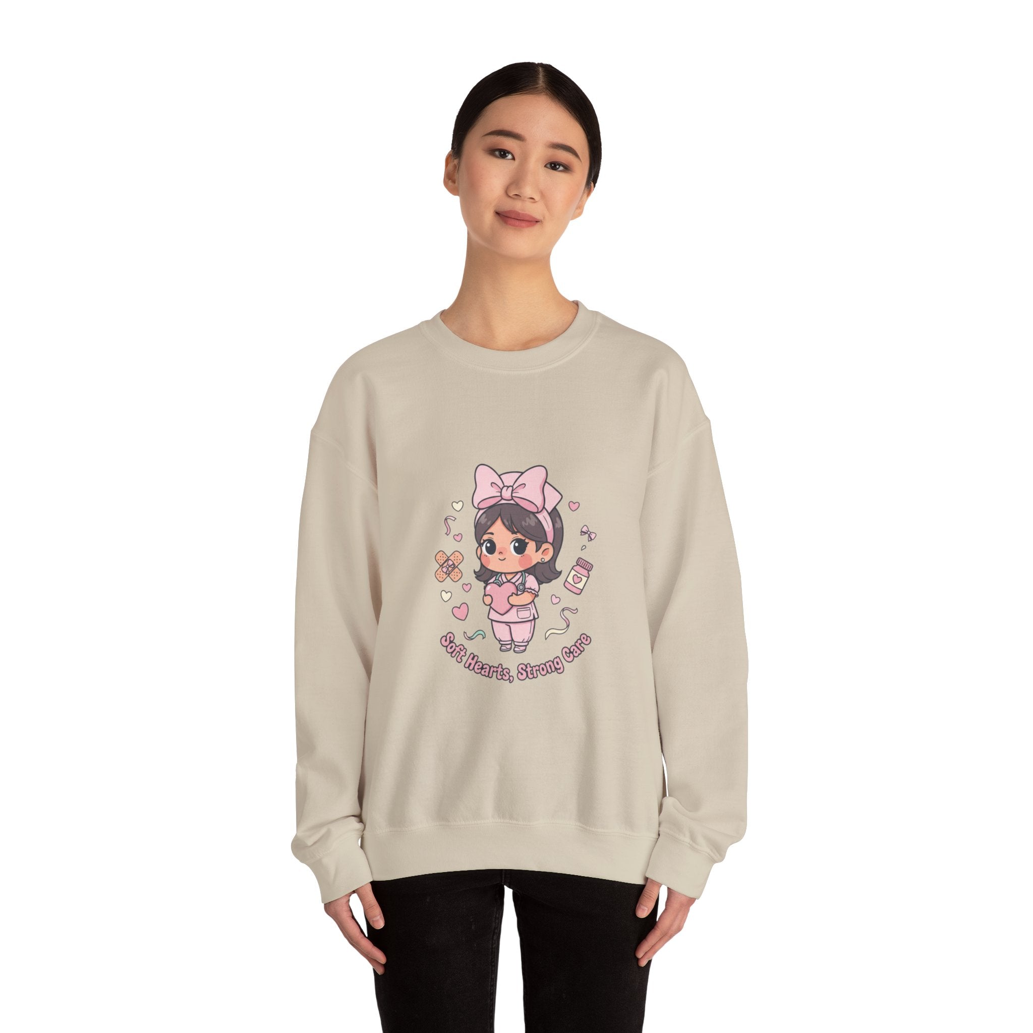 Cute Nurse Graphic Sweatshirt | pastel coquette medical, kawaii nurse merch