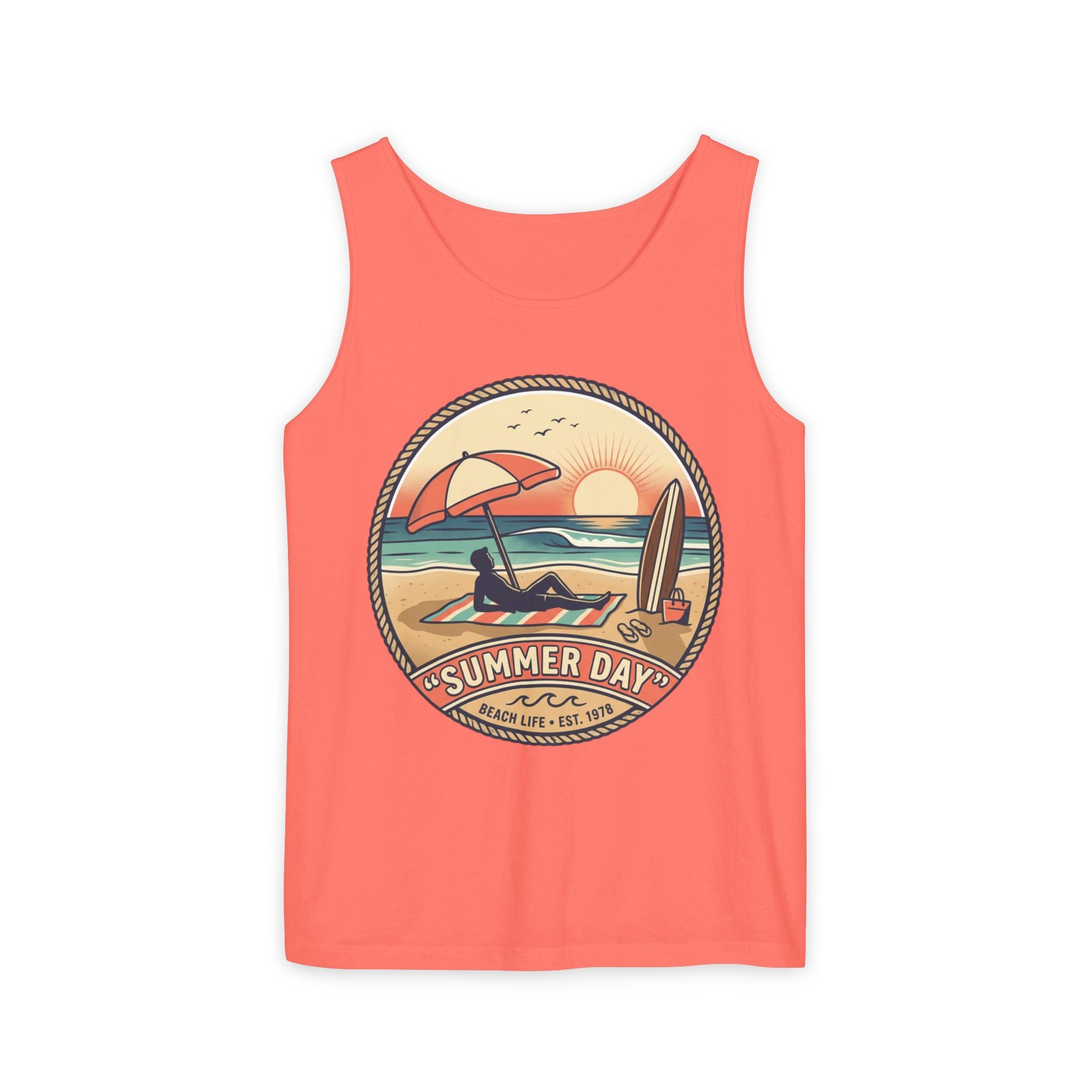 Summer Day Beach Tank Top — Retro Surf Paradise Design