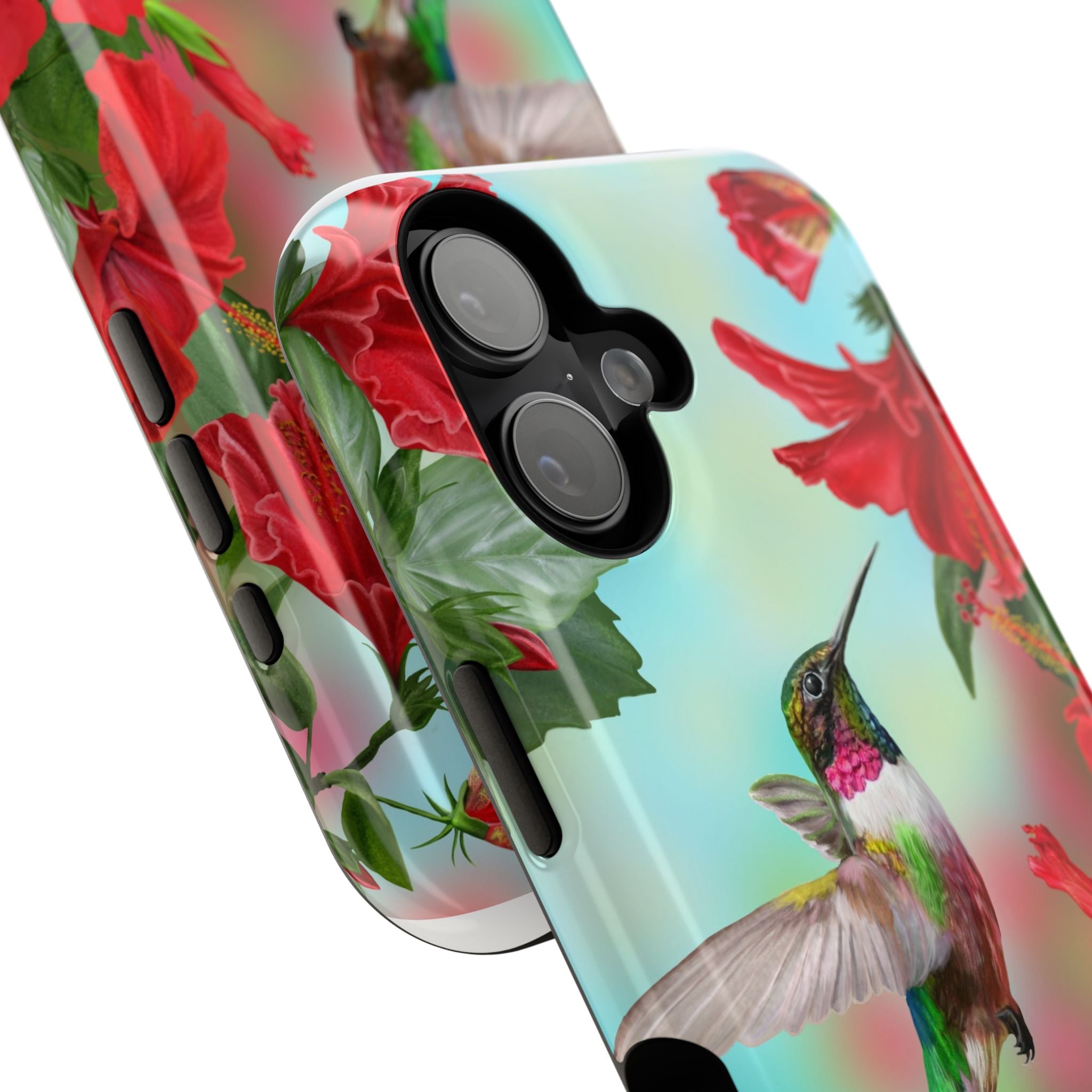 iPhone 17 Hummingbird & Hibiscus Impact-Resistant Phone Case