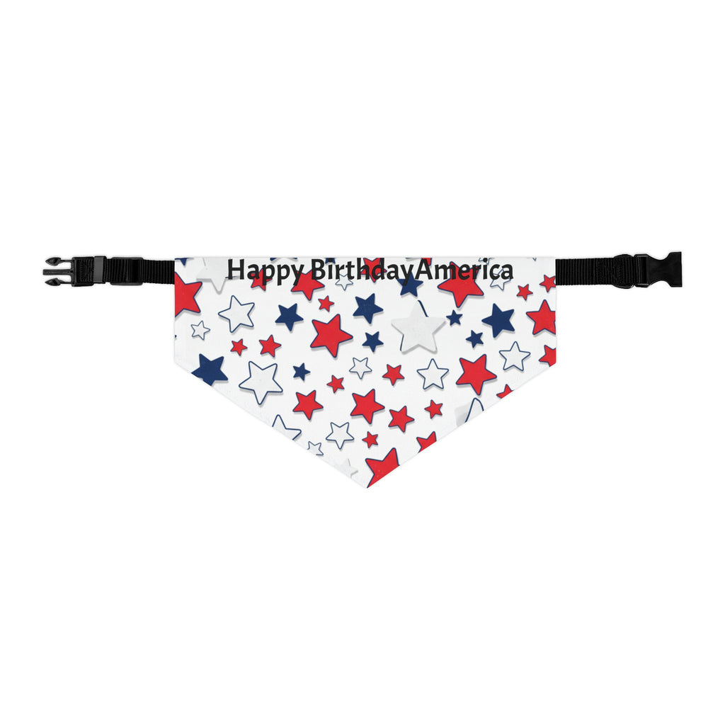 Patriotic "Happy Birthday America" Bandana Collar - Red White & Blue Star Pet Accessory
