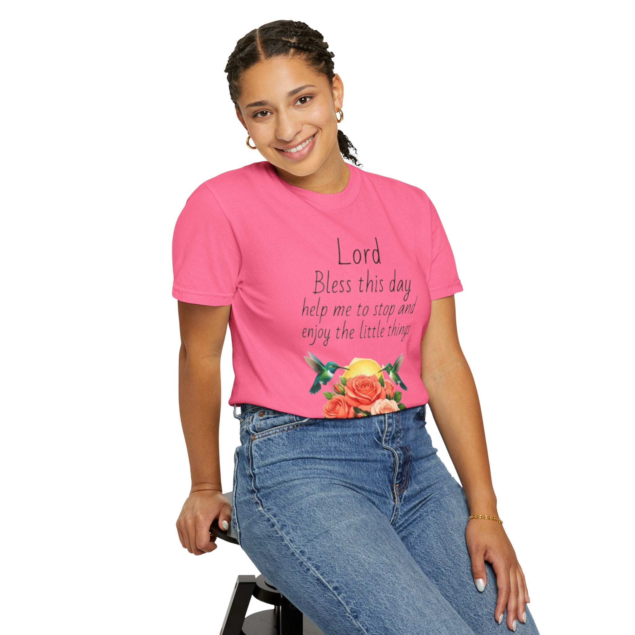 Christian Floral T‑Shirt — “Lord Bless This Day” Inspirational Prayer Tee