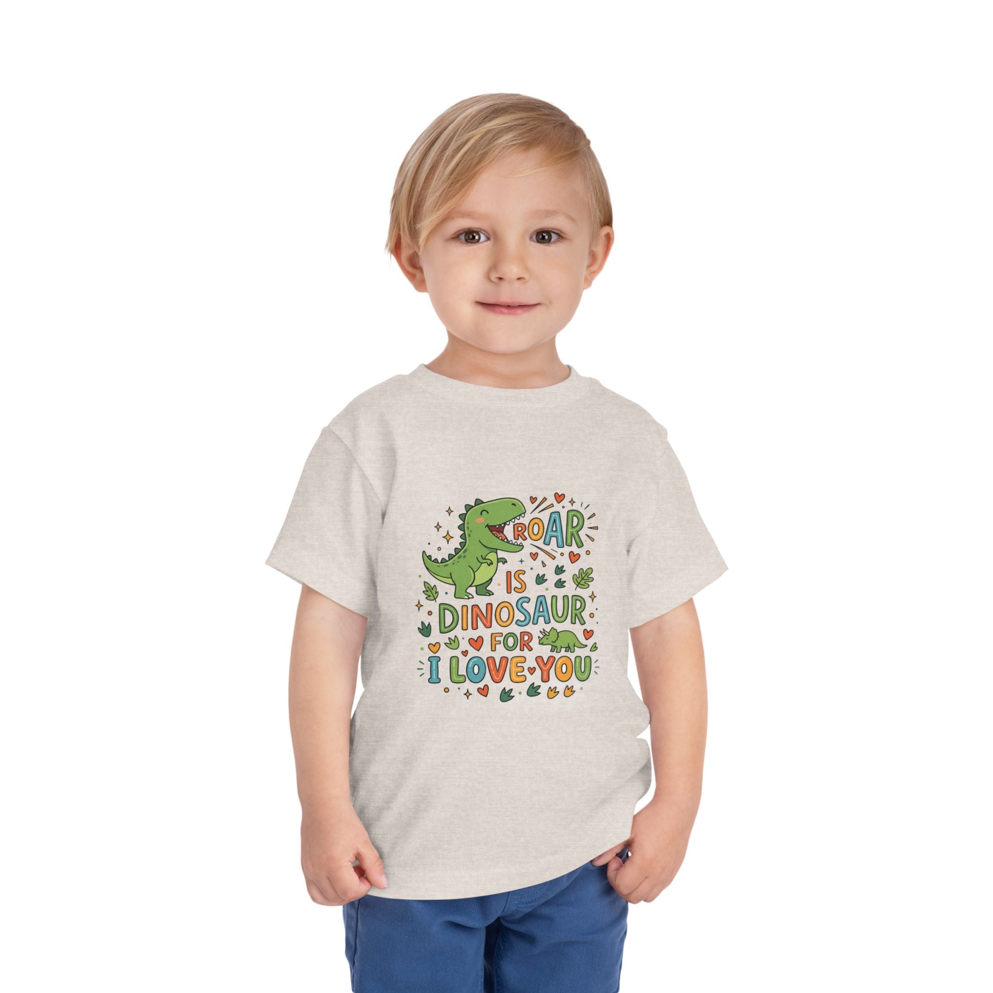 Toddler Tee — "Roar is Dinosaur for I Love You" Cute Dino Kids Shirt