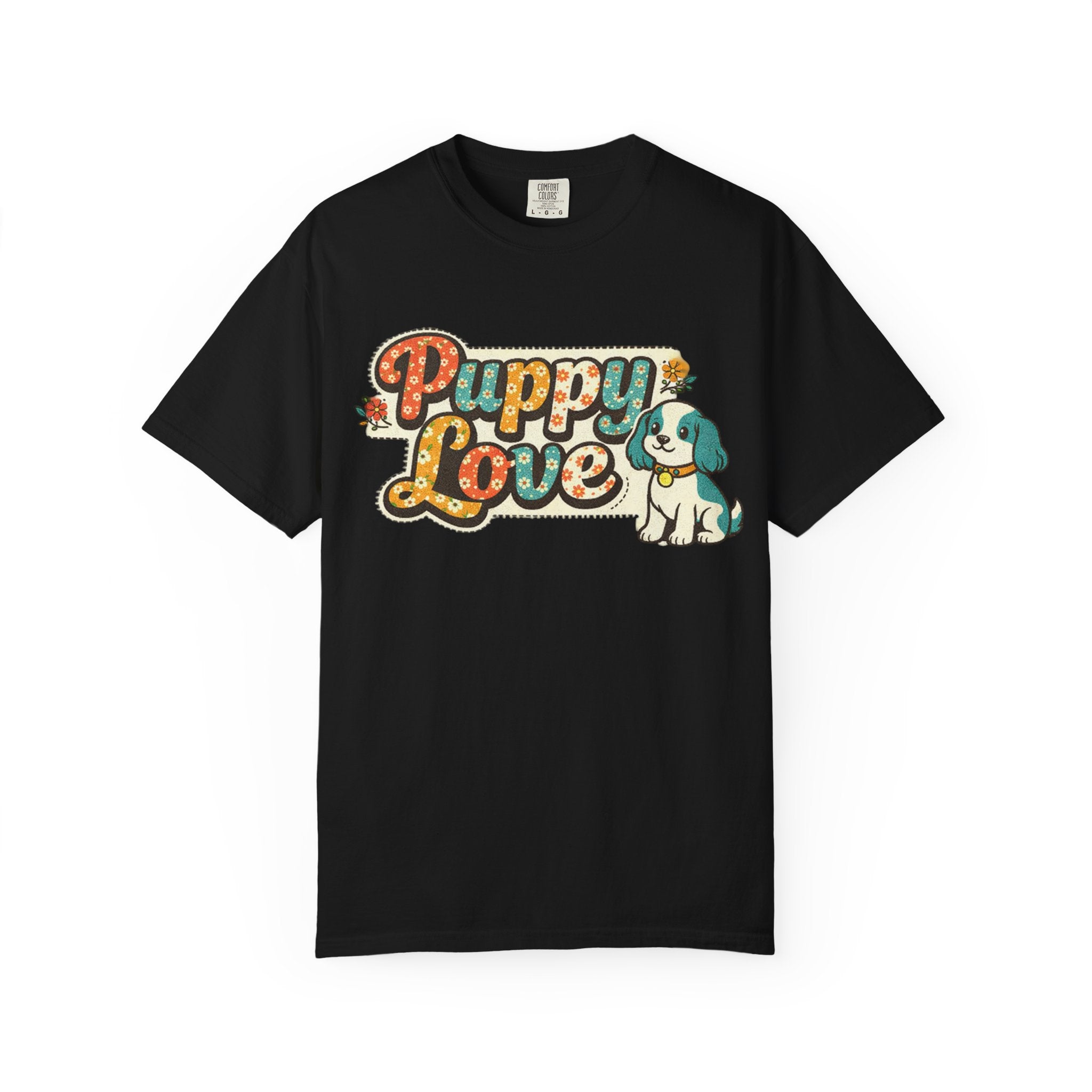 Faux Puppy Love T-Shirt — Retro Faux  Floral Dog Graphic Tee