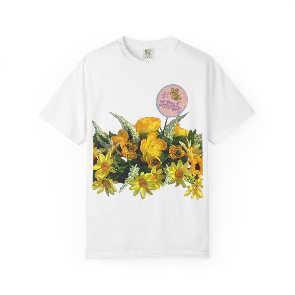Floral Yellow Bouquet T-shirt — "#1 Mama" Graphic Tee