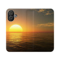 iPhone 17 Sunset Ocean Flip Case — Beach Phone Wallet with Card Slots