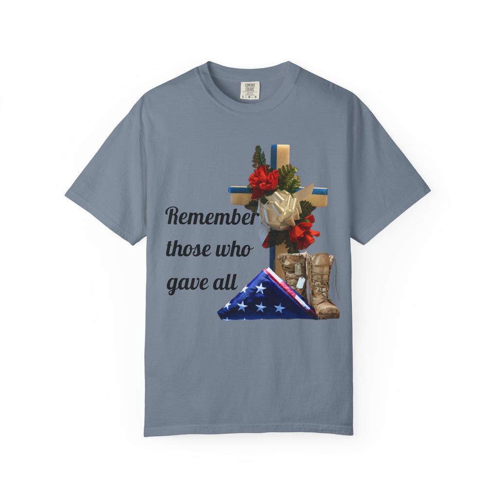 Veteran Tribute T-Shirt — Folded Flag, Cross & Combat Boots