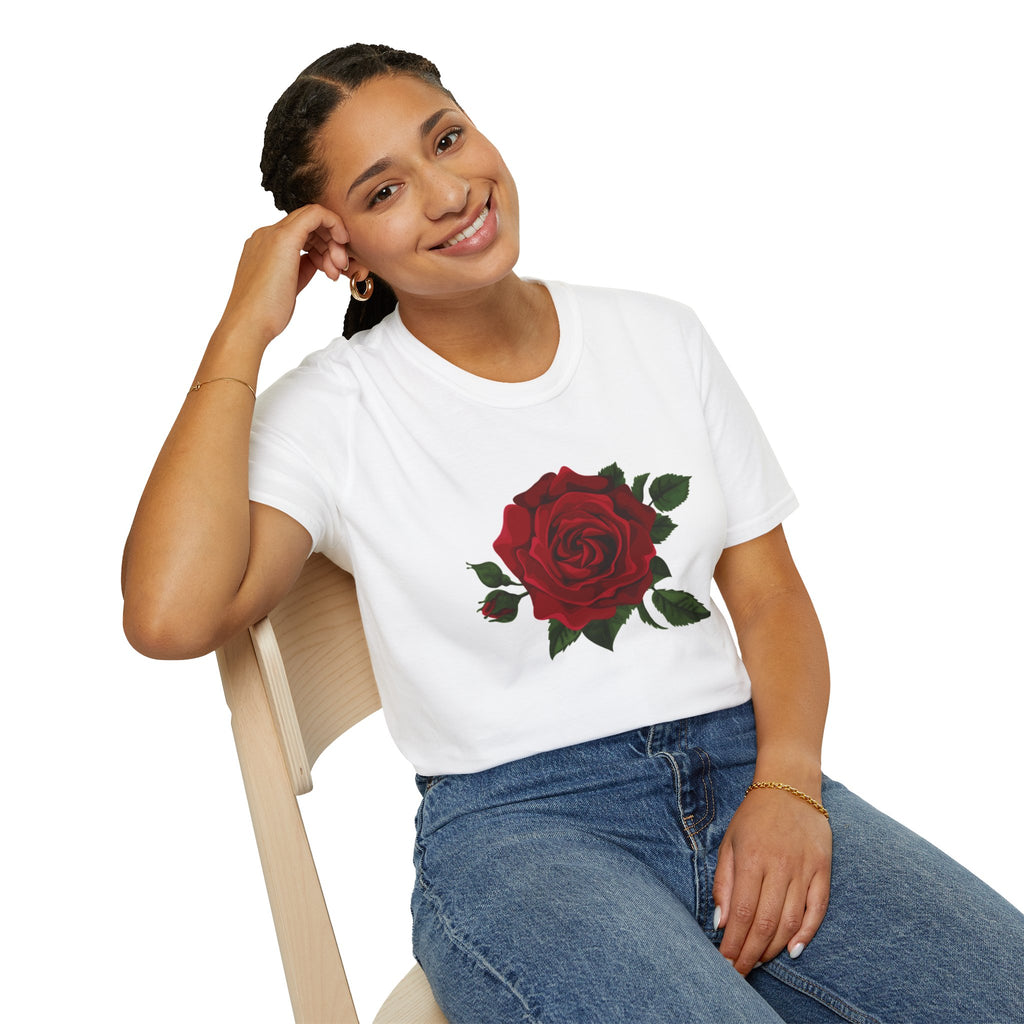 Red Rose Graphic T-Shirt – Vintage Floral Tee for Women & Men