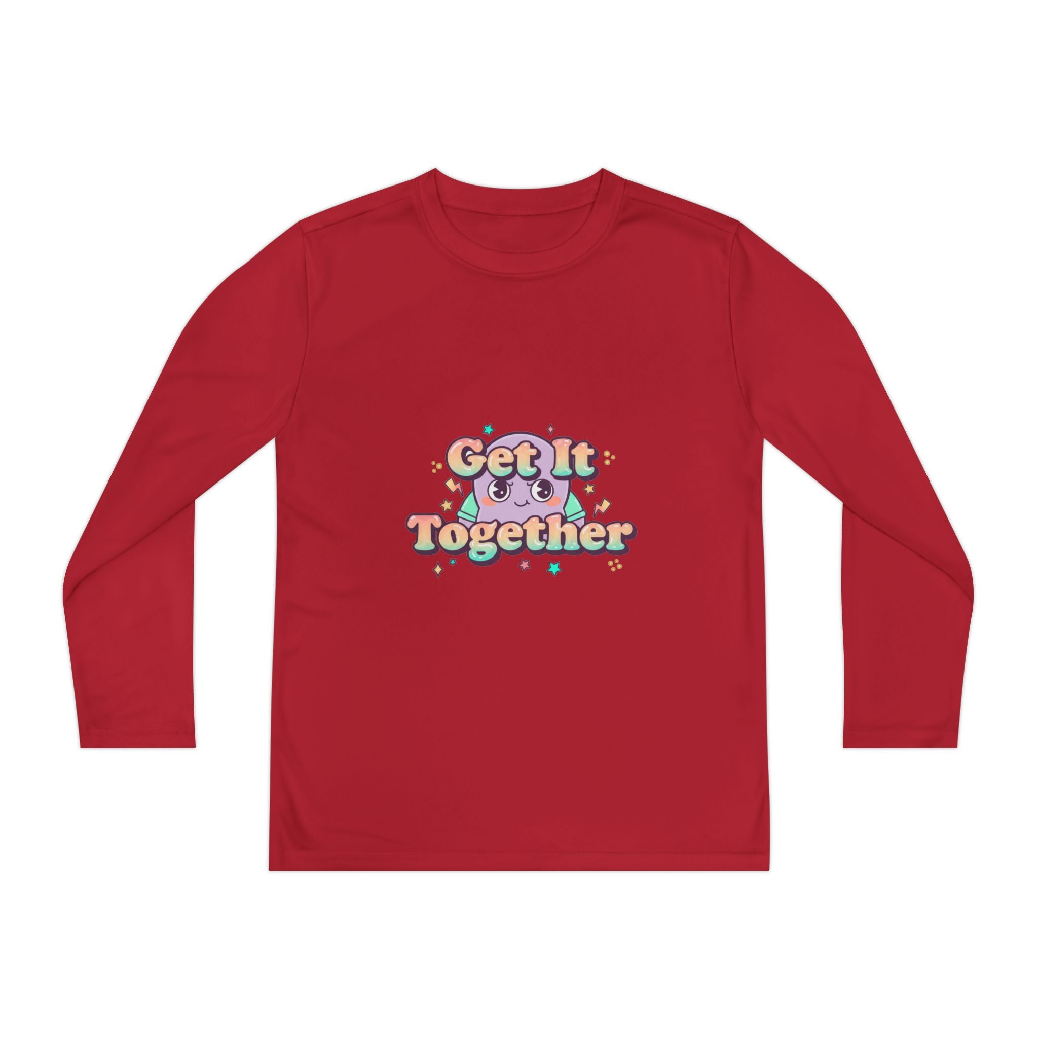 Get It Together Youth Long Sleeve Tee — Colorful Retro Motivation Shirt