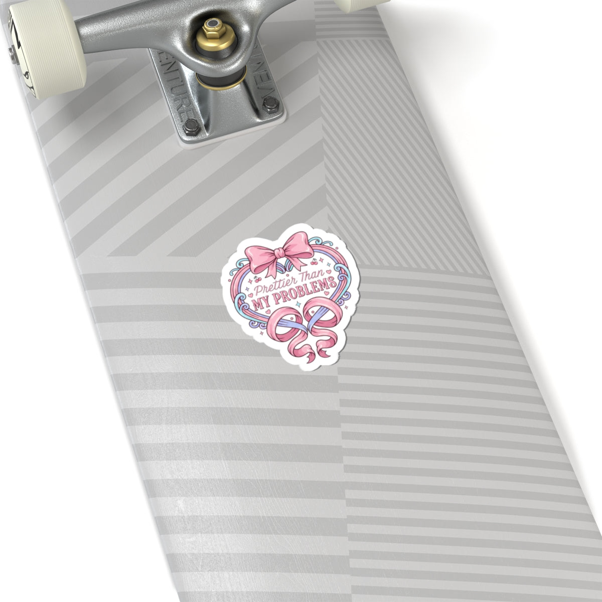 Prettier Than My Problems Kiss-Cut Sticker | coquette ribbon, pastel humor