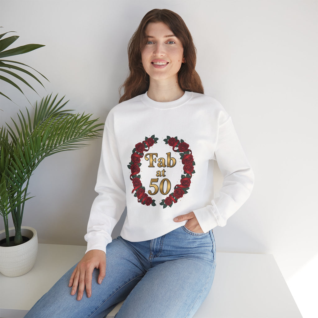 Fab at 50 Rose Wreath Crewneck Sweatshirt