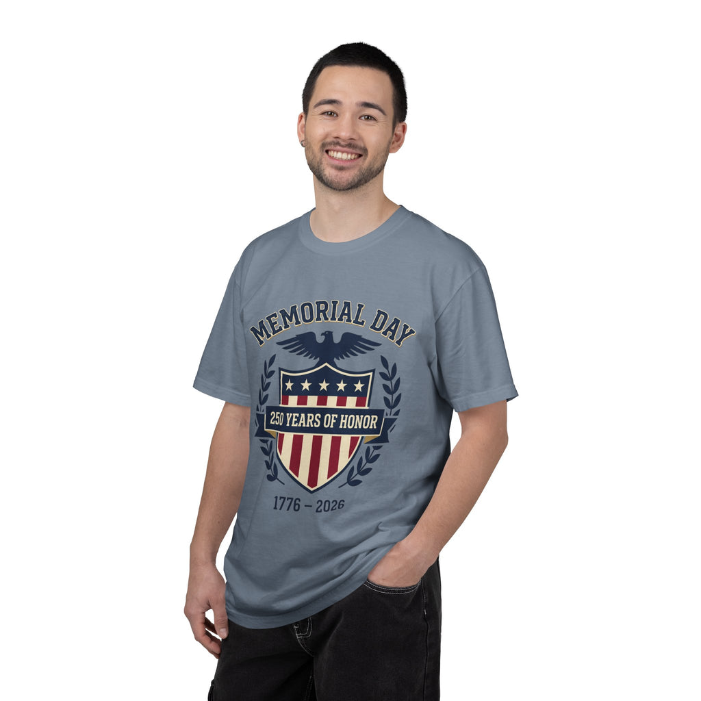 Memorial Day Shield T-Shirt — "250 Years of Honor 1776–2026" Patriotic Tee