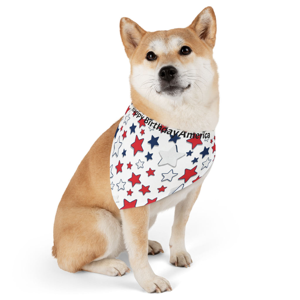 Patriotic "Happy Birthday America" Bandana Collar - Red White & Blue Star Pet Accessory