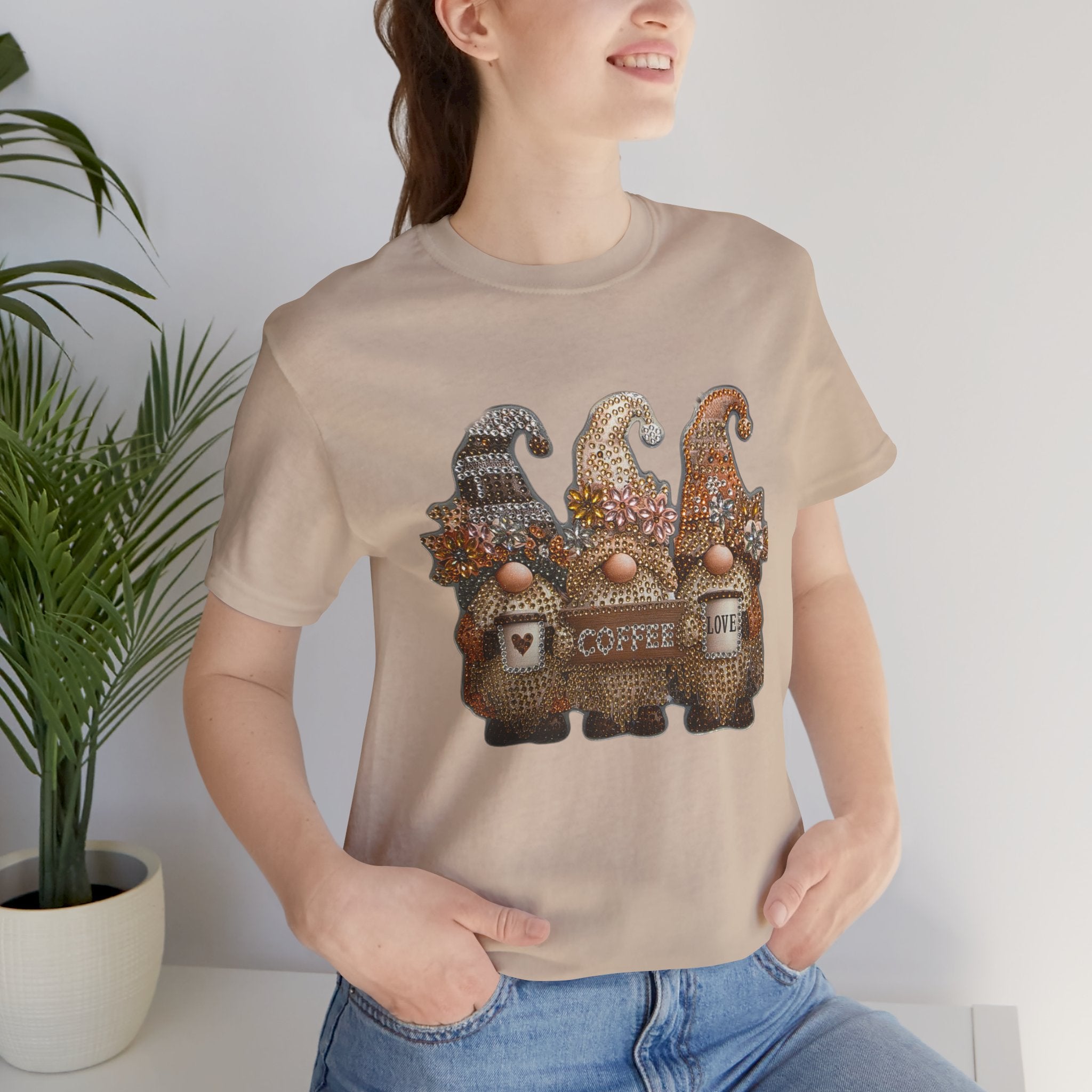Coffee Gnome T-Shirt — Cozy Rustic Gnomes with 'Coffee' Sign