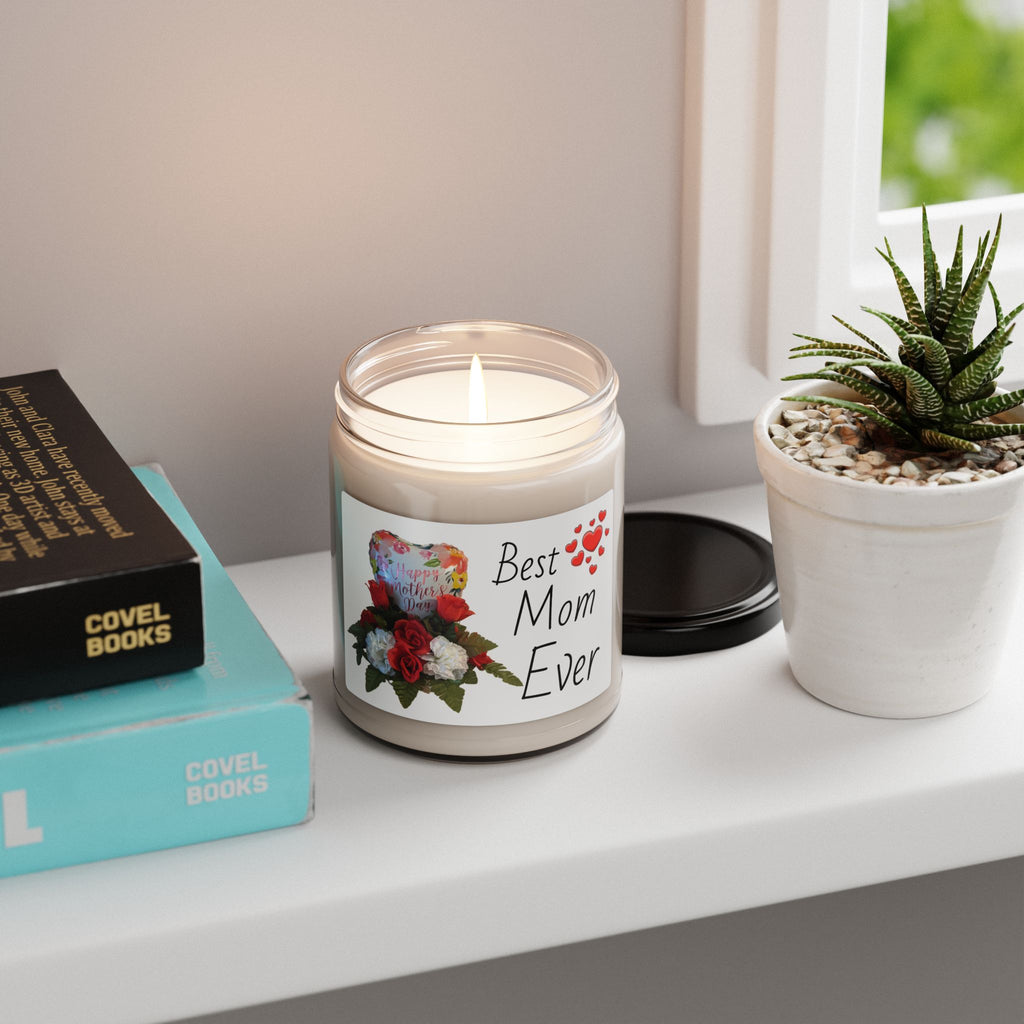 Mother's Day Scented Soy Candle — 'Happy Mother's Day' with Hearts & Roses (9 oz)