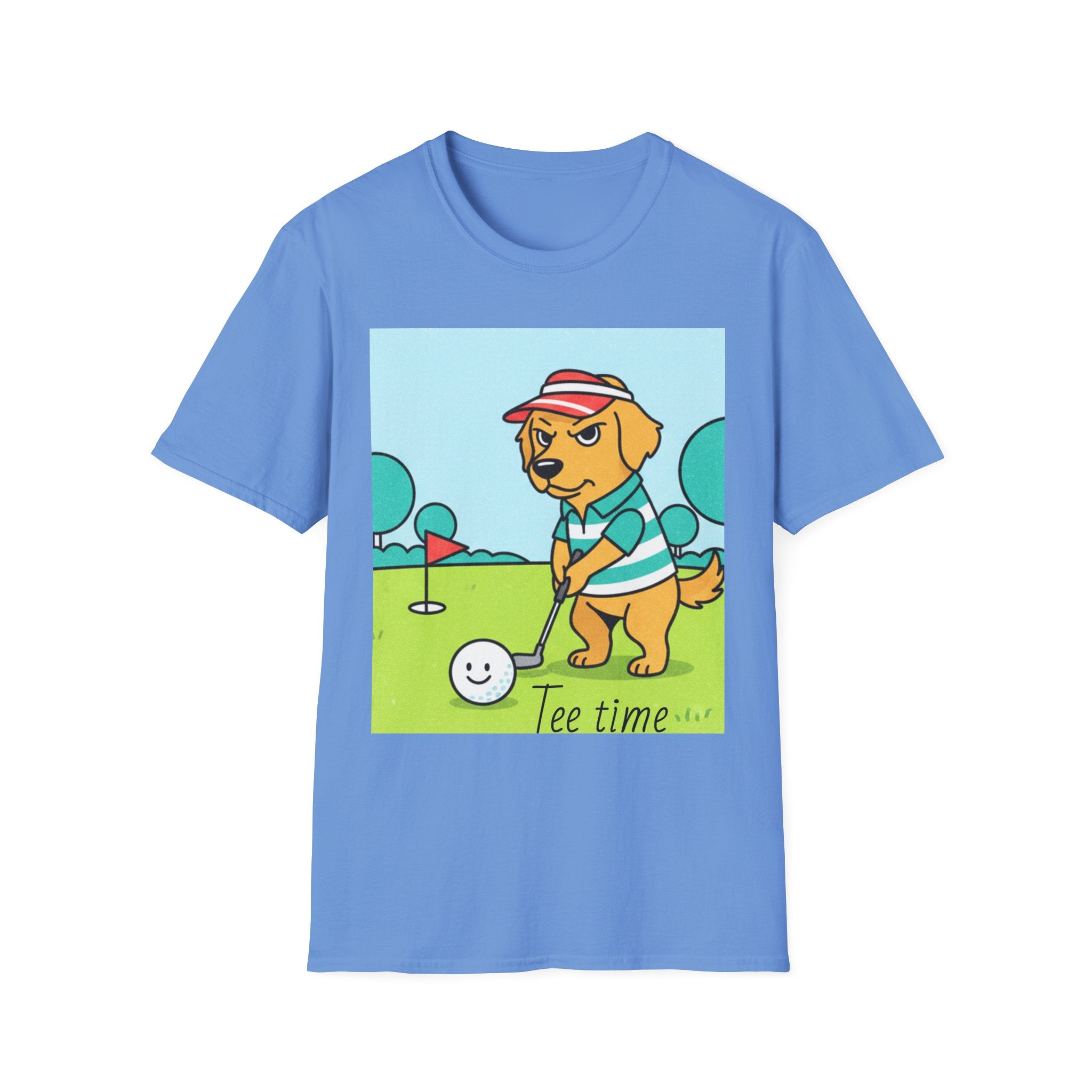 Golf Dog T-Shirt — Cute Golden Retriever Playing Golf ("Pine Time")