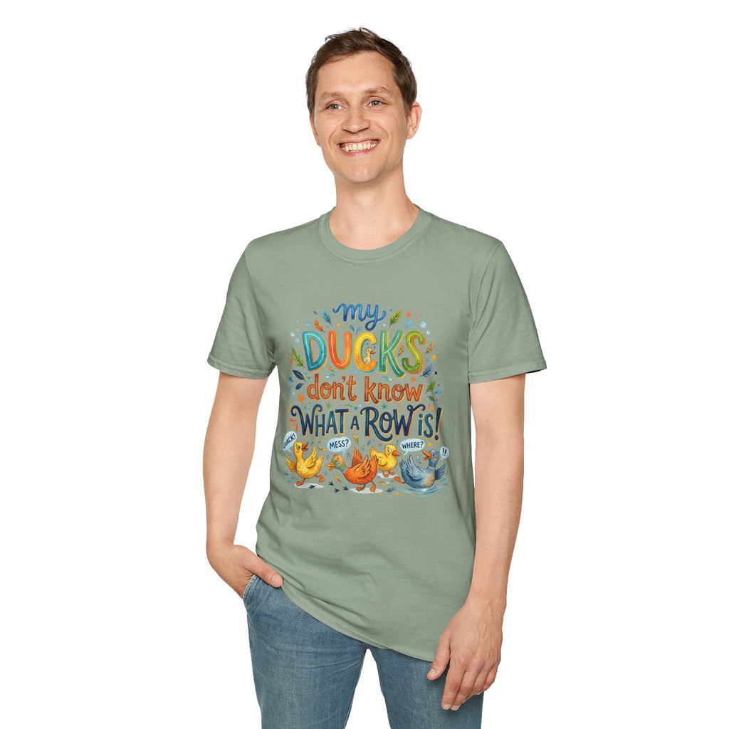 T-Shirt — "My Ducks Don't Know What A Row Is" Cute Duck Cartoon Tee
